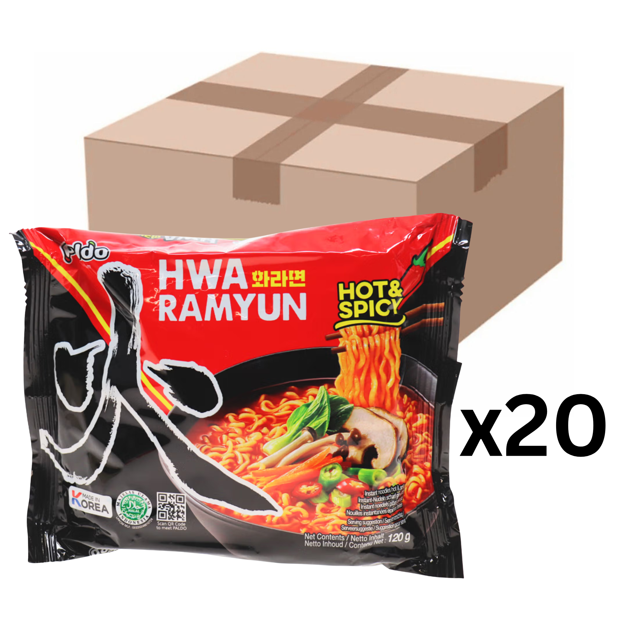 Paldo Instantnudeln HWA Ramyun Hot & Spicy 120g (20er-Pack)