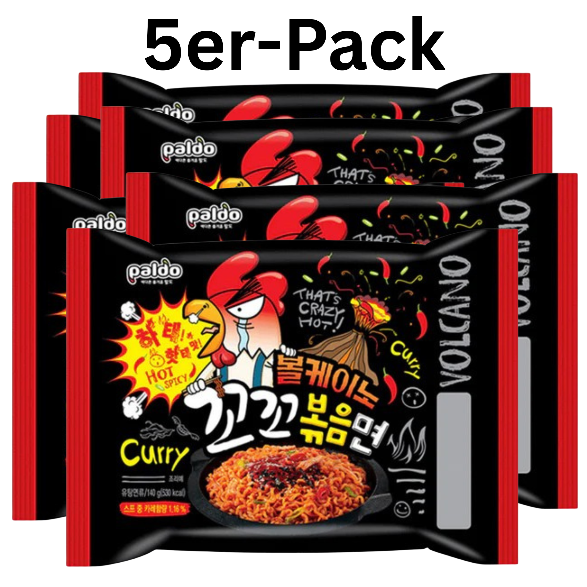 Paldo Instantnudeln Stir-Fried Volcano Huhn Scharf 140g (5er-Pack)