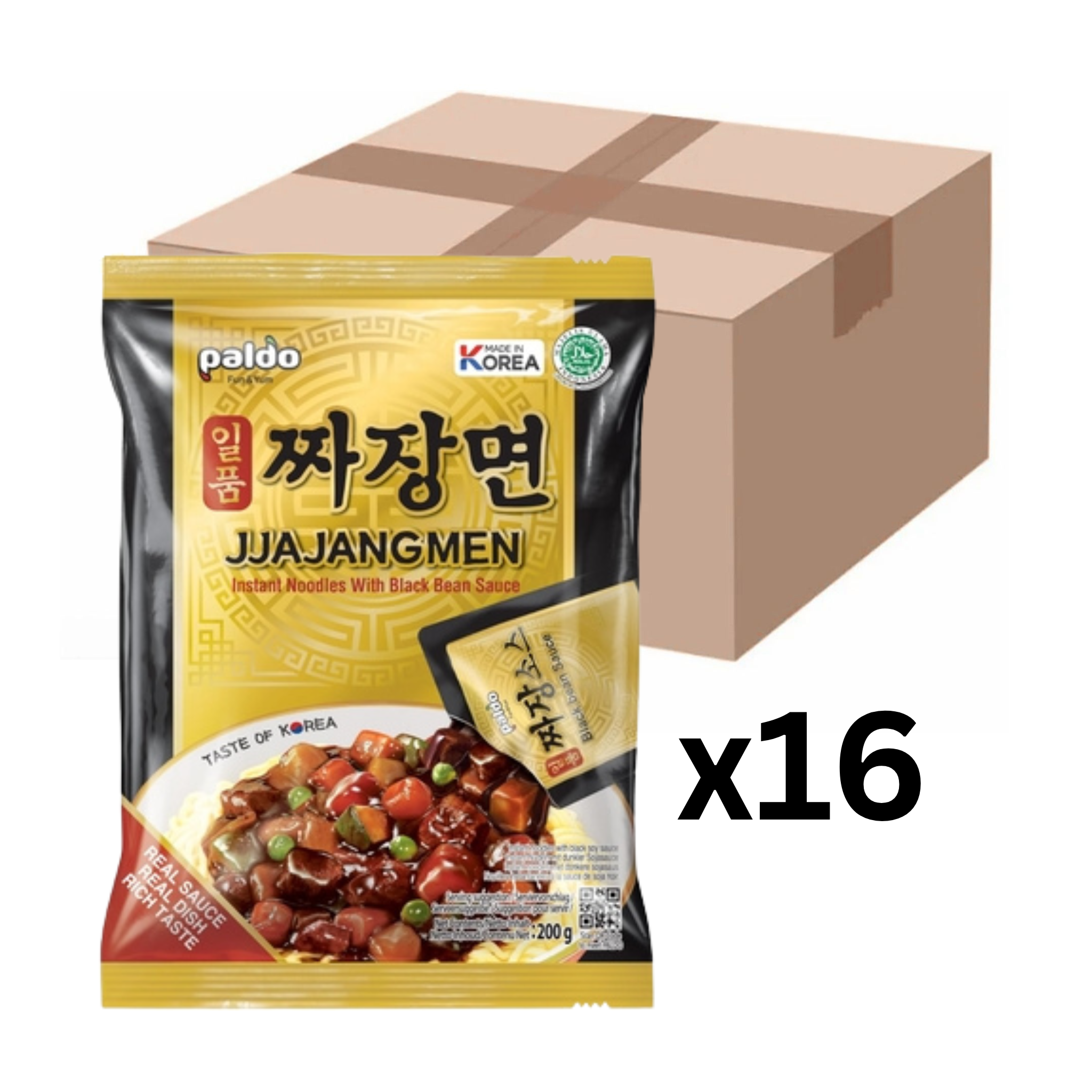 Paldo Instantnudeln Jjajangmen 200g (16er-Pack)