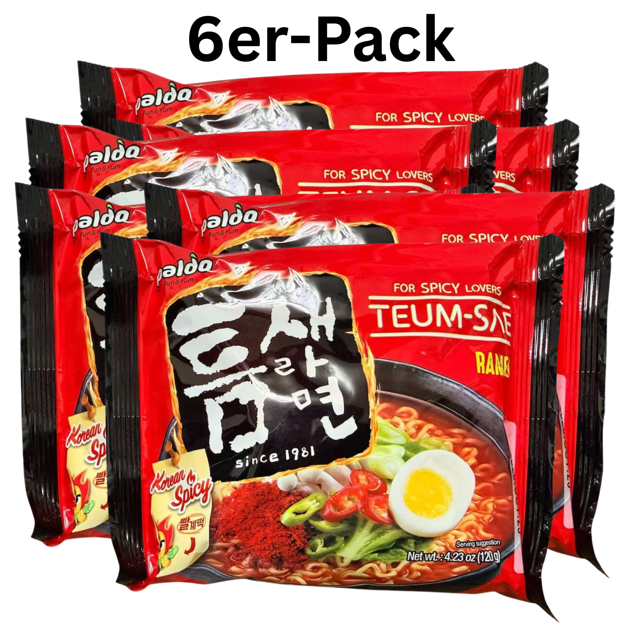 Paldo Instantnudeln Teumsae Ramyun Scharf 120g (6er-Pack)