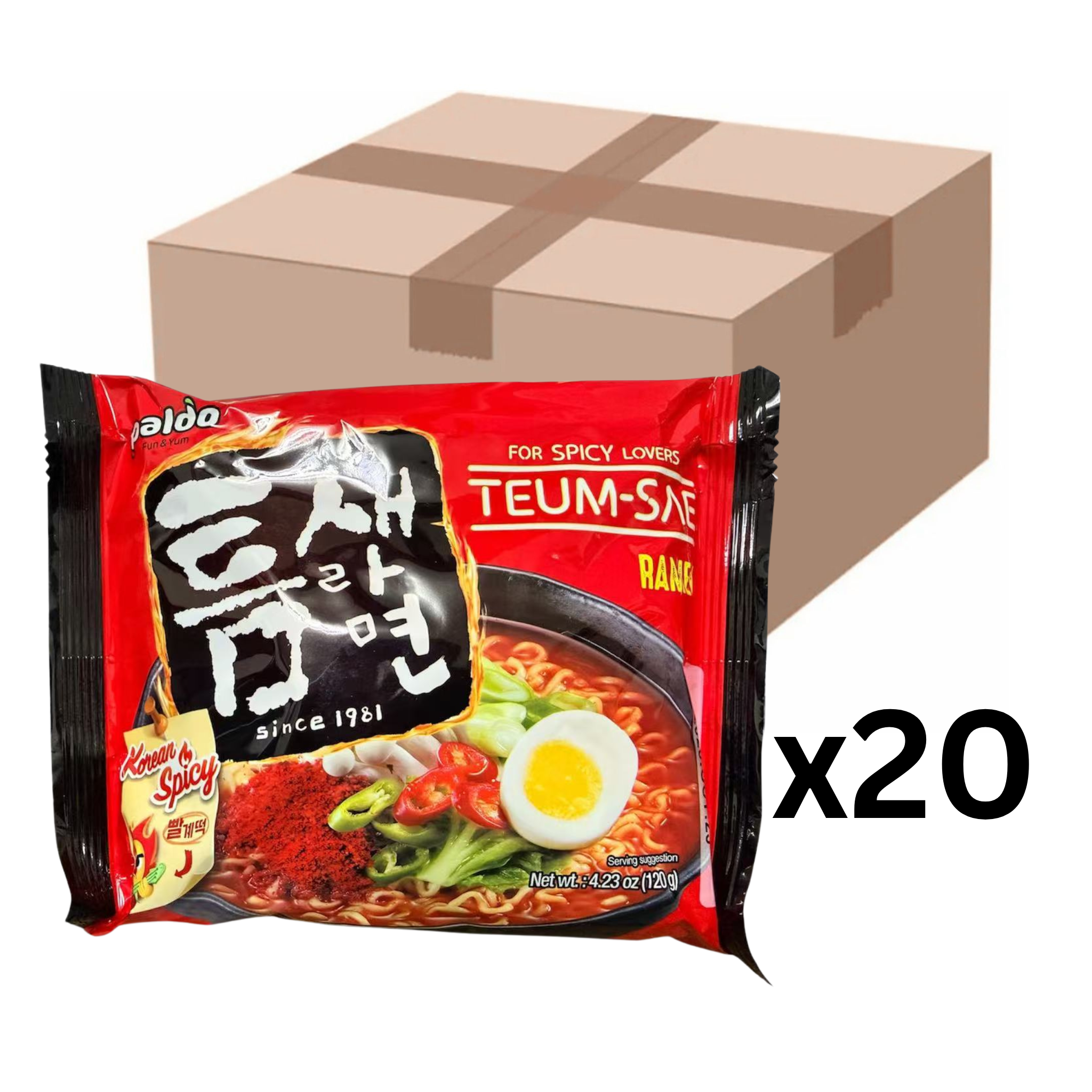 Paldo Instantnudeln Teumsae Ramyun Scharf 120g (20er-Pack)