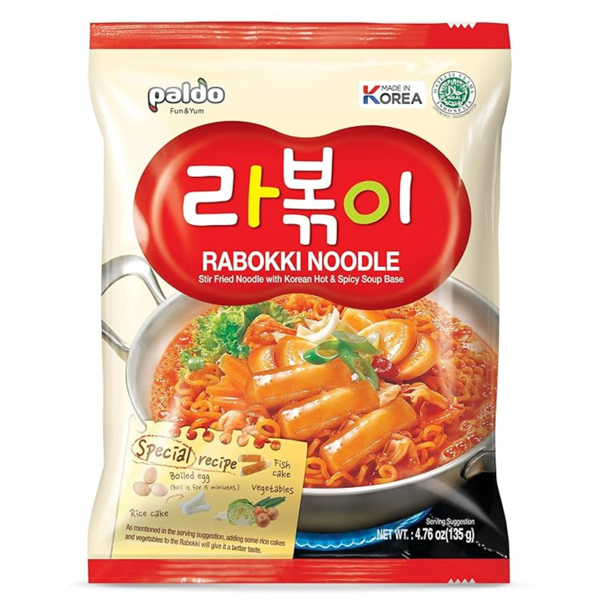 Paldo Instantnudeln Rabokki Hot & Spicy 135g (16er-Pack)