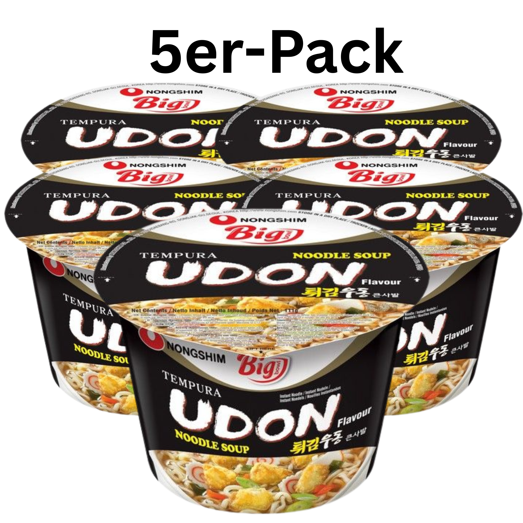 Nongshim Instantnudeln Udon Tempura Big Bowl Cup 111g (5er-Pack)