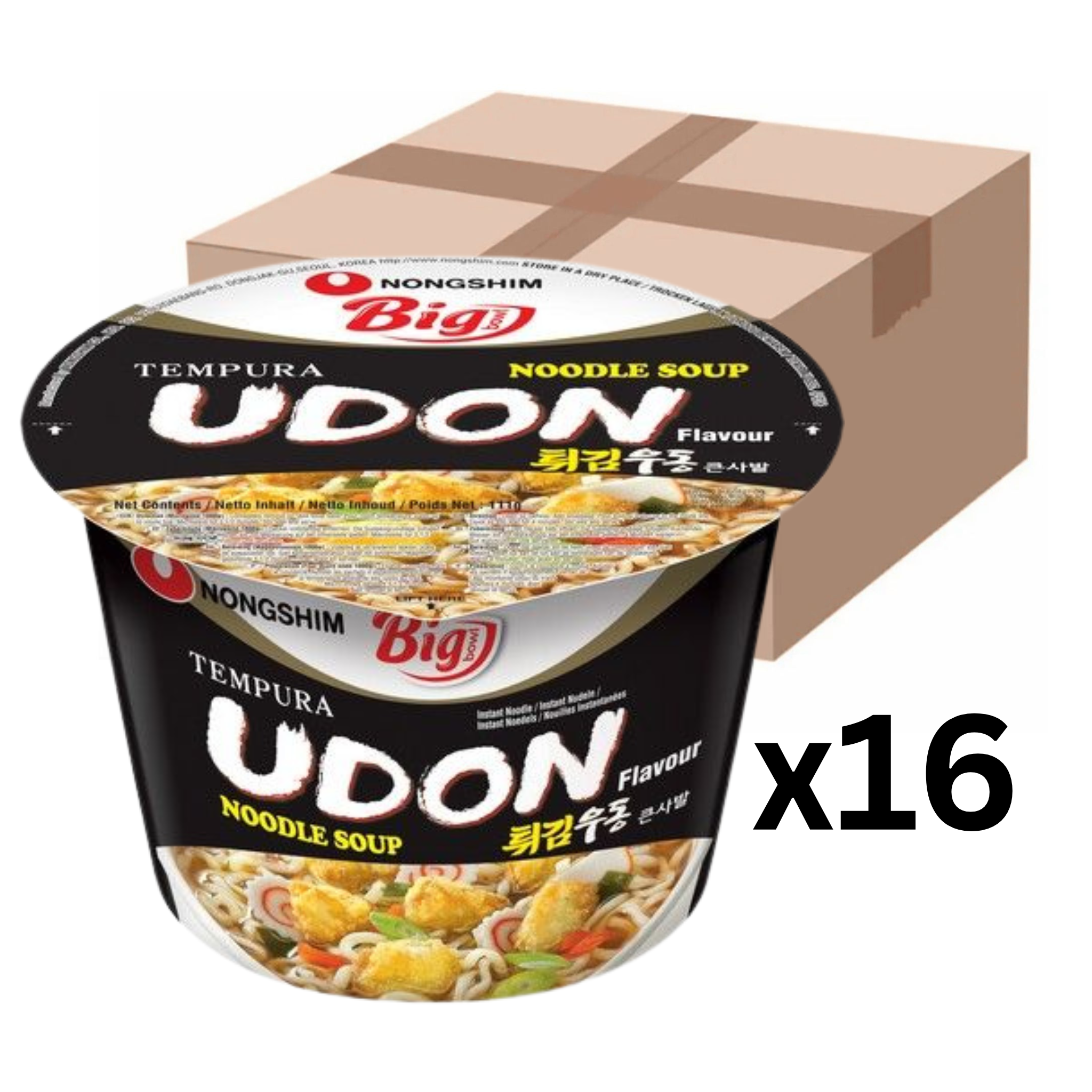 Nongshim Instantnudeln Udon Tempura Big Bowl Cup 111g (16er-Pack)