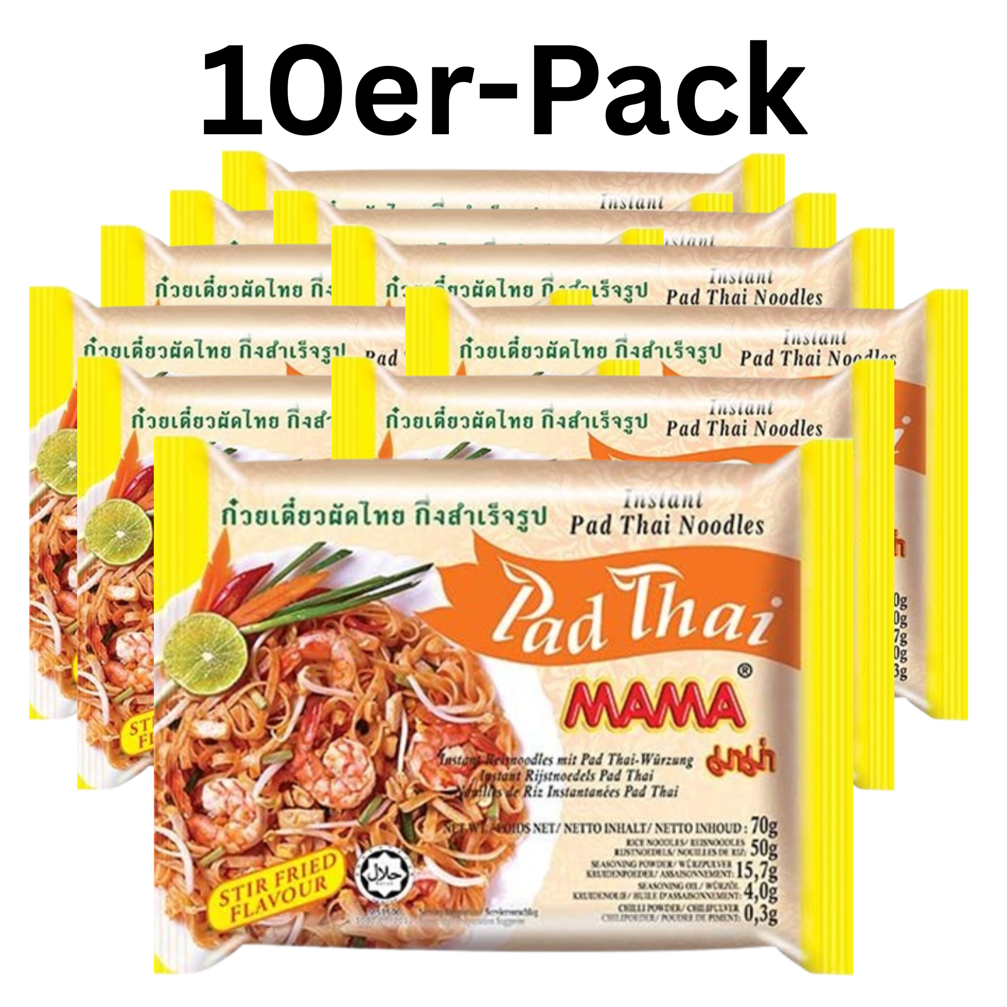 MAMA Instant Reisnudeln Pad Thai 70g (10er-Pack)