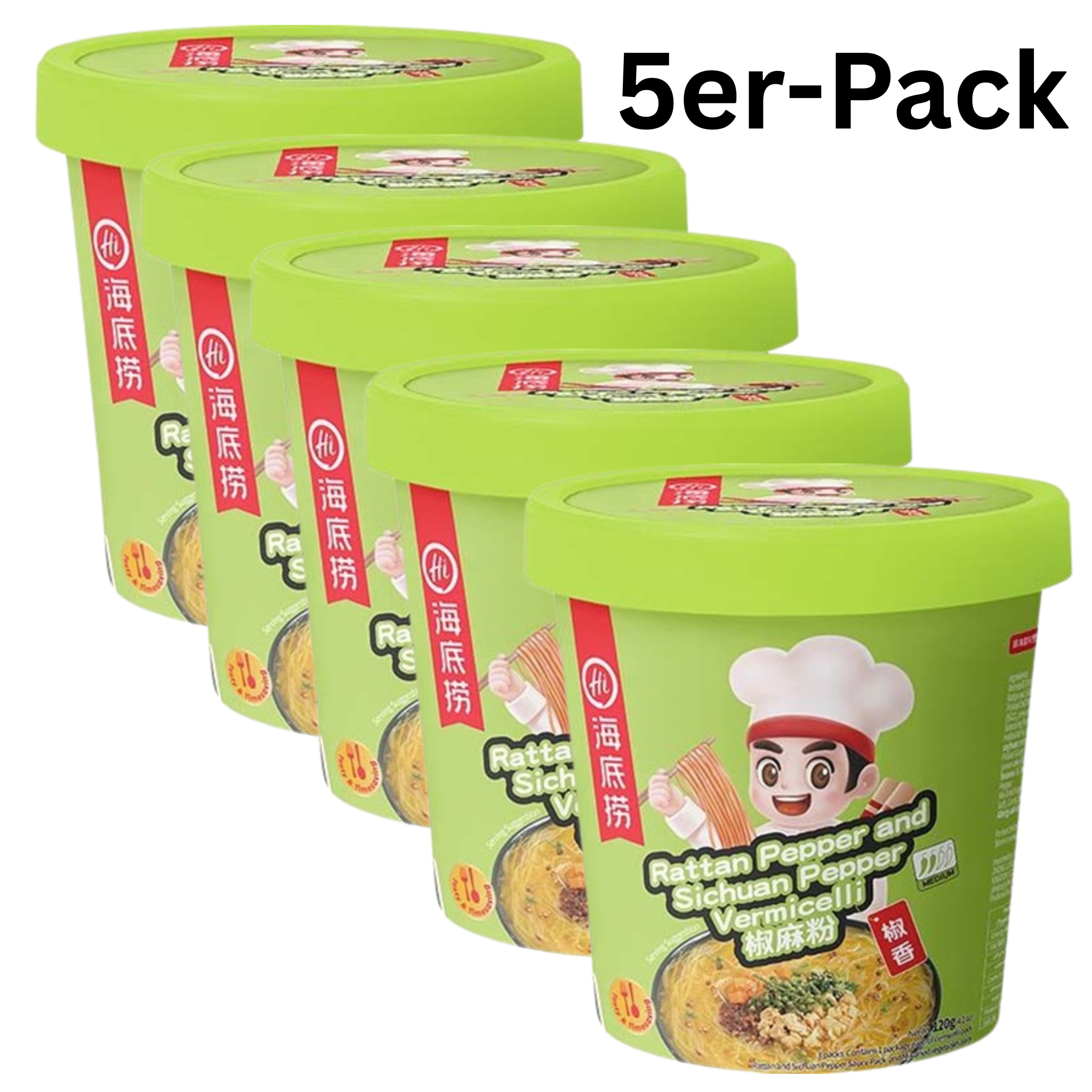Haidilao Instant Glasnudeln Vermicelli Rattan & Szechuan Pfeffer Cup 120g (5er-Pack)
