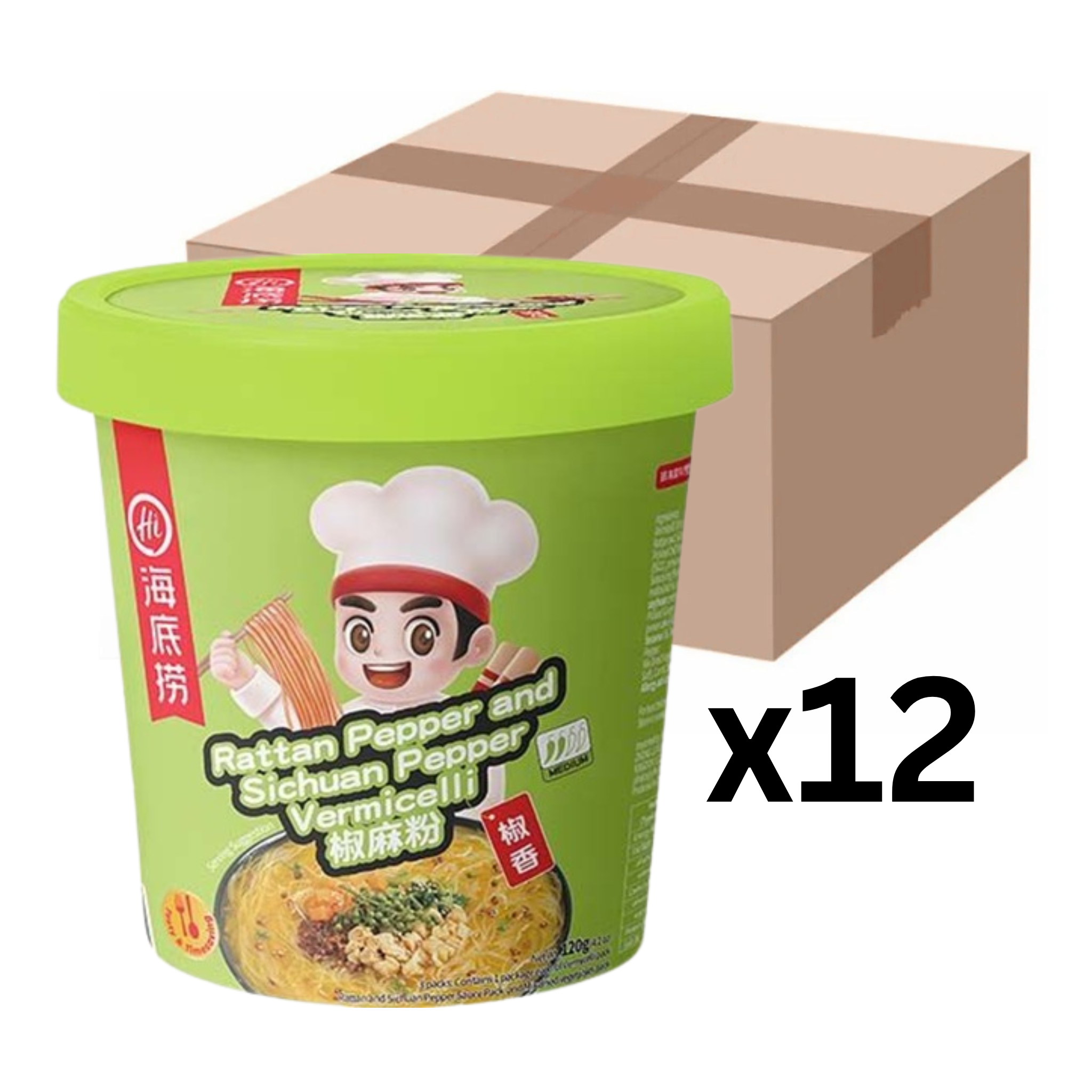 Haidilao Instant Glasnudeln Vermicelli Rattan & Szechuan Pfeffer Cup 120g (12er-Pack)