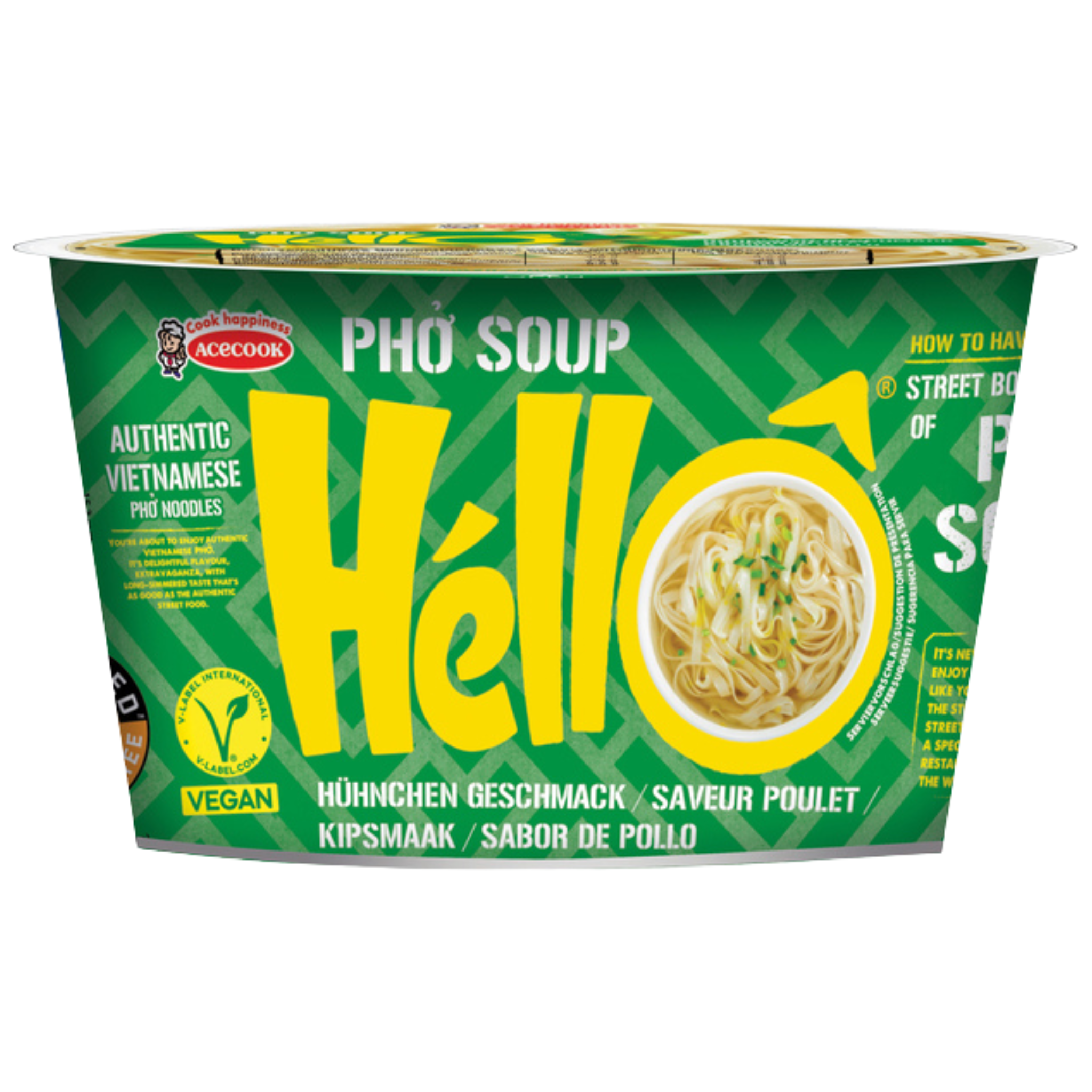 Acecook Pho Soup Hello Instant Reisnudeln Huhn Cup 70g (12er-Pack)