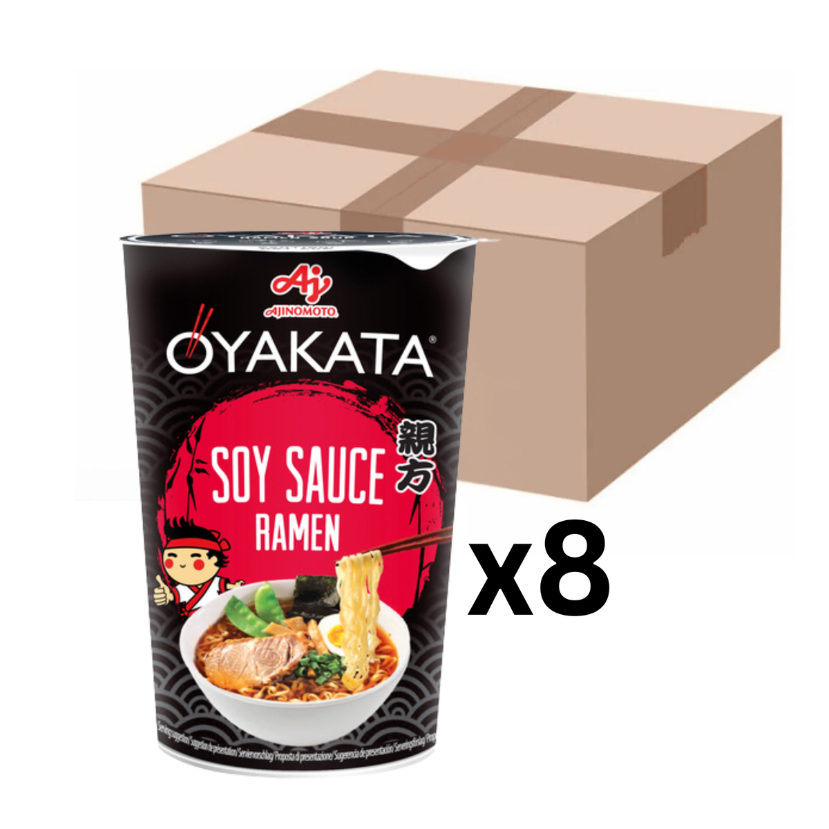 Ajinomoto OYAKATA Instantnudeln Sojasauce Ramen Cup 63g (8er-Pack)