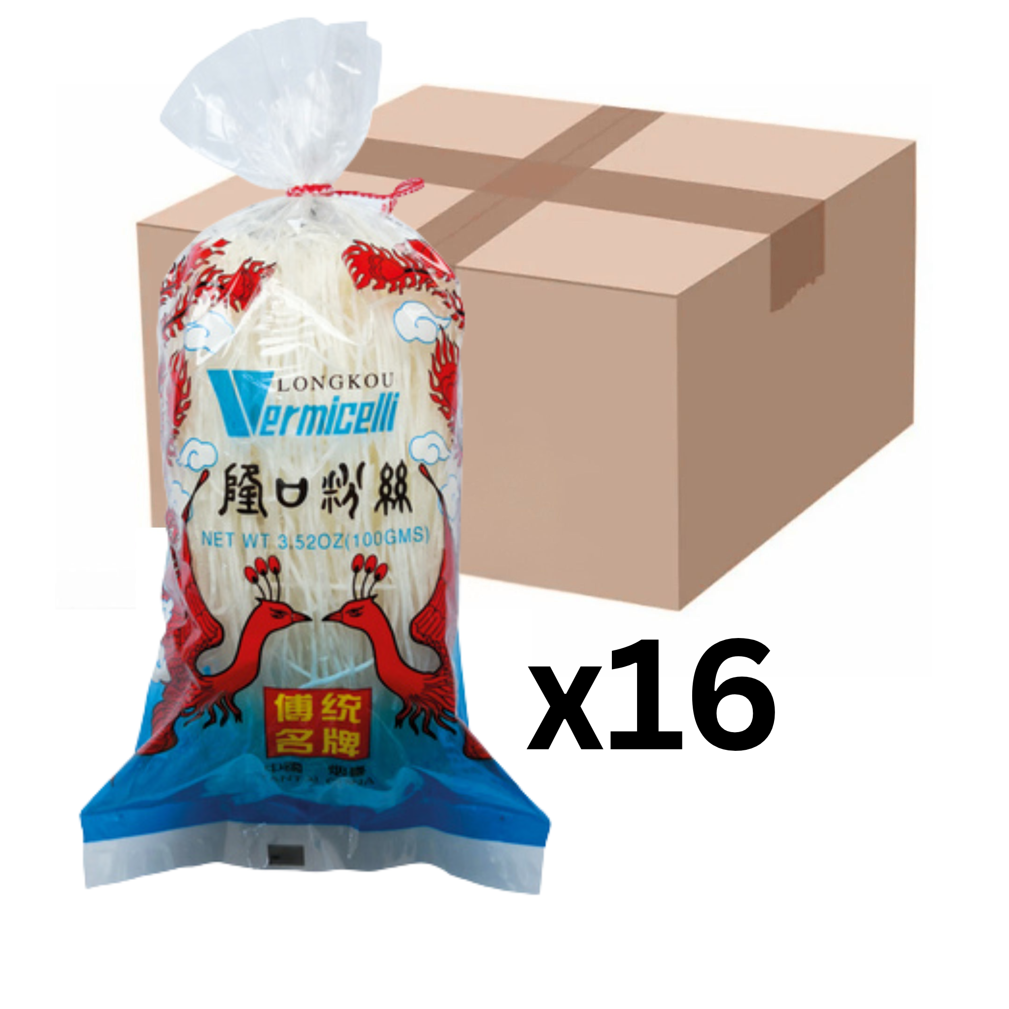 Longkou Vermicelli Glasnudeln 100g (16er-Pack)