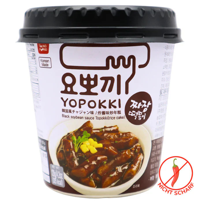 YOPOKKI Reiskuchen Tteokbokki Topokki Cup – Black Bean Sauce Jjajang 120g