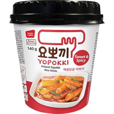 YOPOKKI Reiskuchen Tteokbokki Topokki Cup – Sweet & Spicy 140g