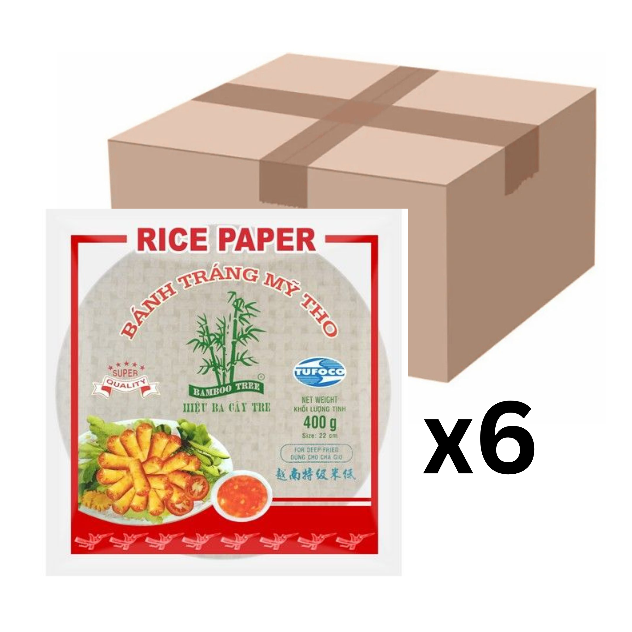 Bamboo Tree Reispapier Frühlingsrolle Rund 22cm 400g (6er-Pack)