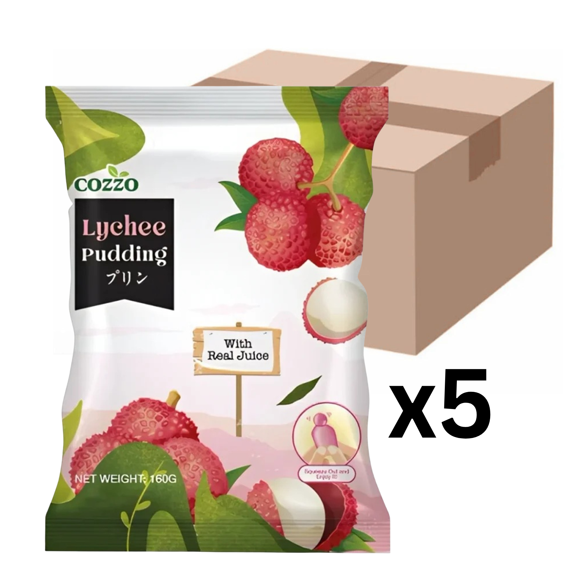 COZZO Frucht Jelly Gelee Bonbons Litschi 160g (5er-Pack)