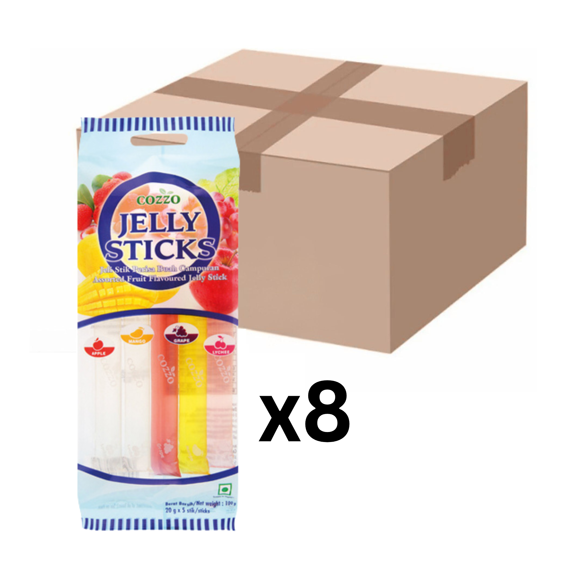 COZZO Jelly Gelee Sticks Fruchtmix 100g (8er-Pack)