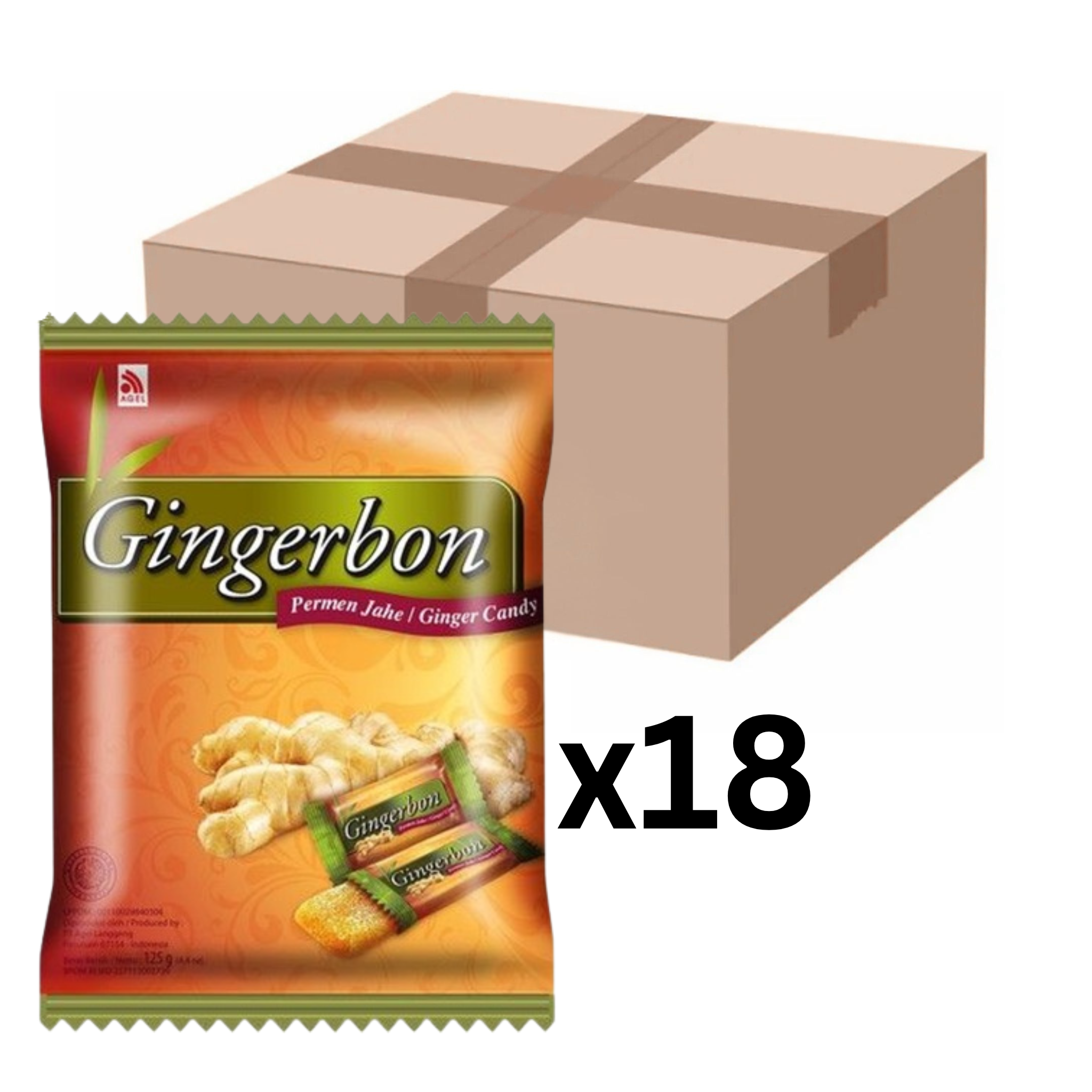 Gingerbon Kaubonbons Ingwer 125g (18er-Pack)