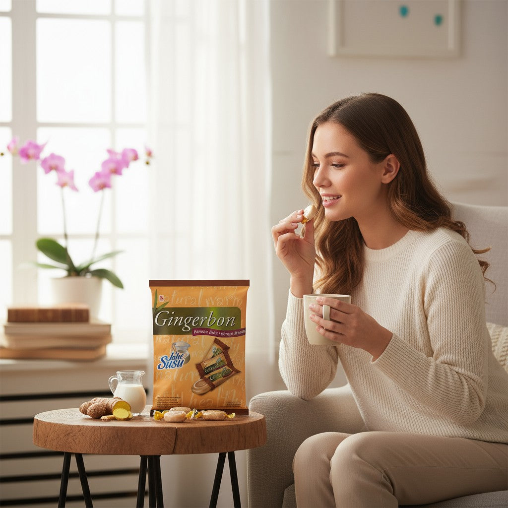 Gingerbon Ingwerbonbons Milchgeschmack (Jahe Susu) 100g (18er-Pack)