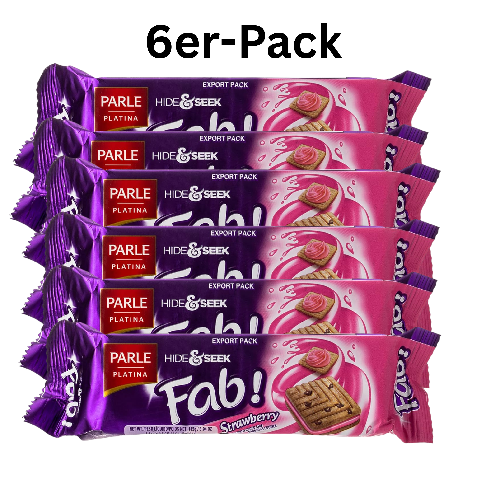 PARLE Hide & Seek Fab Erdbeer Strawberry Kekse 112g (6er-Pack)
