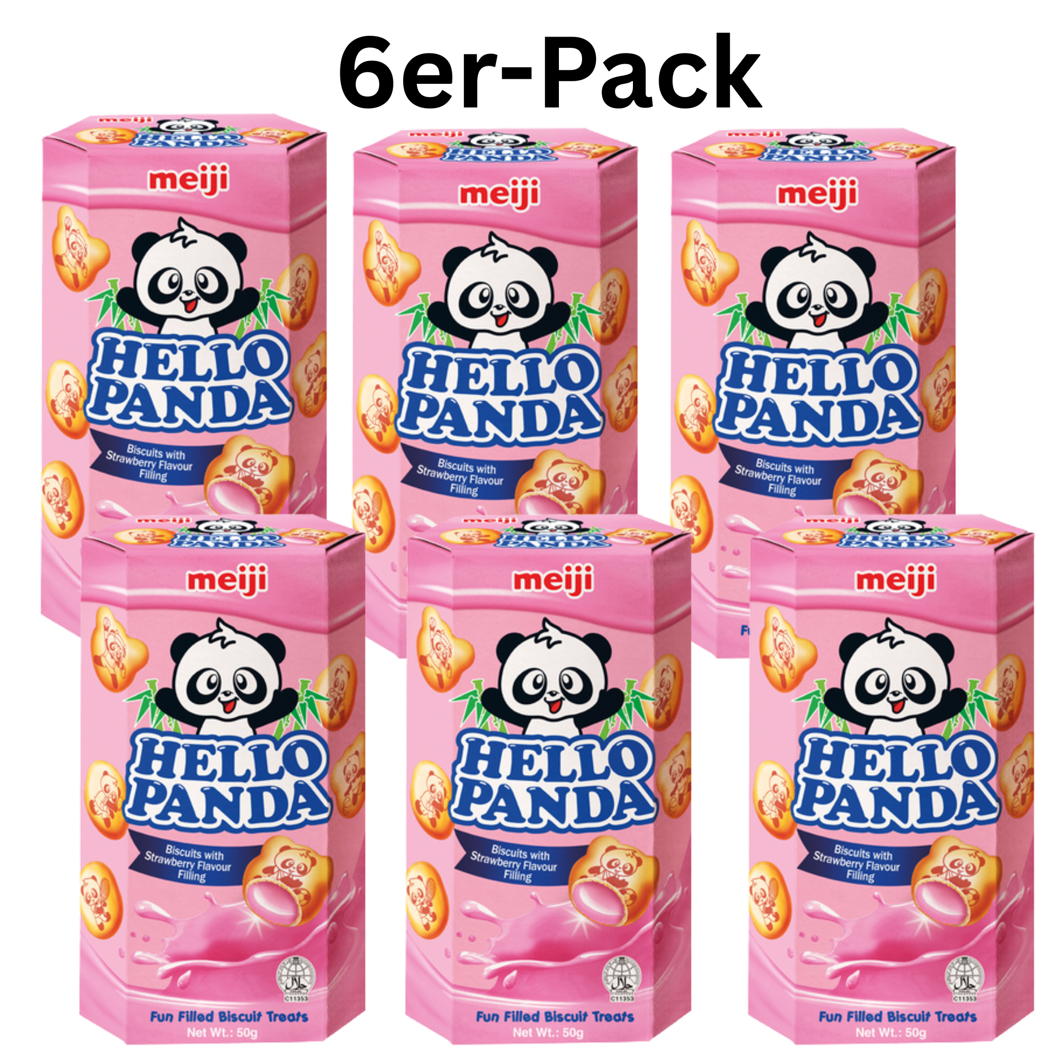 Meiji Hello Panda Kekse Erdbeerfüllung 50g (6er-Pack)
