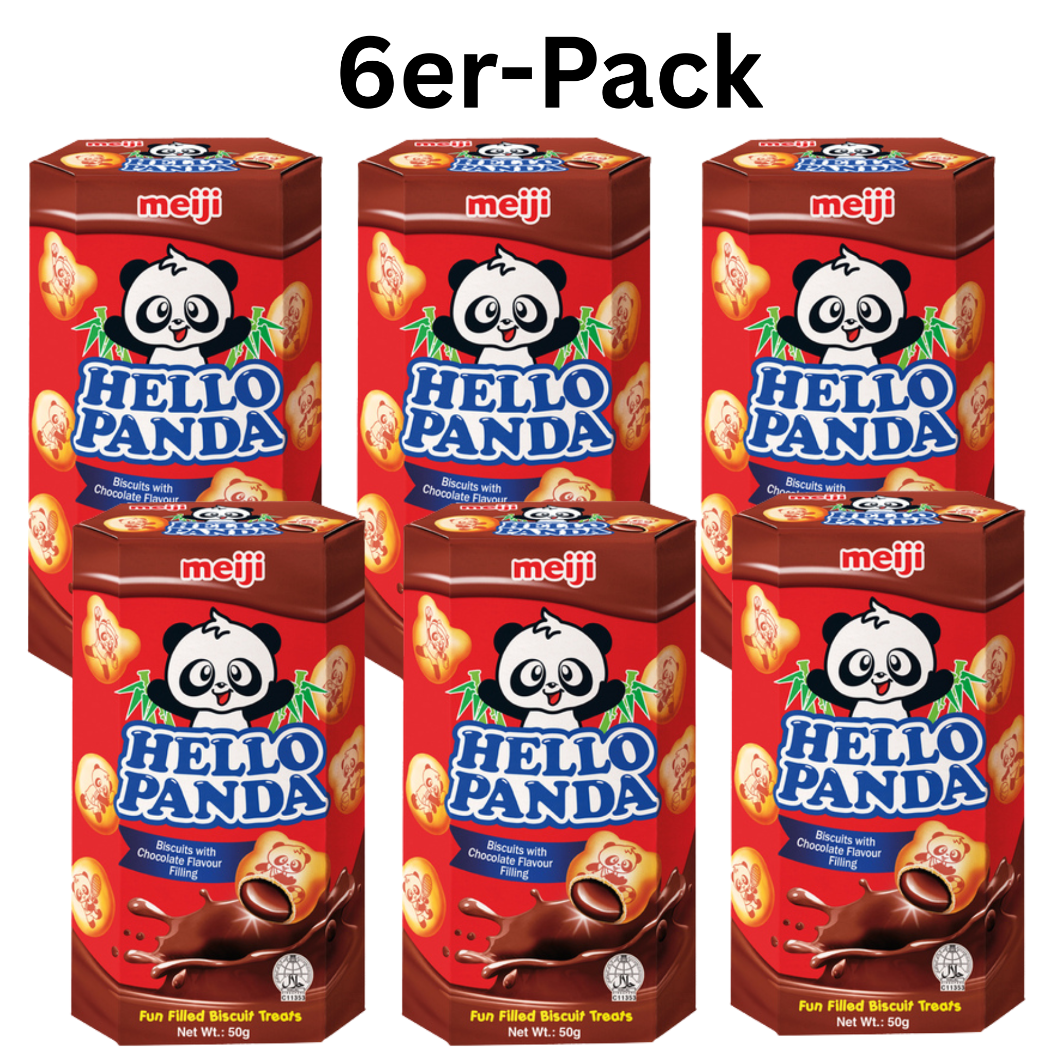 Meiji Hello Panda Kekse Schokoladenfüllung 50g (6er-Pack)