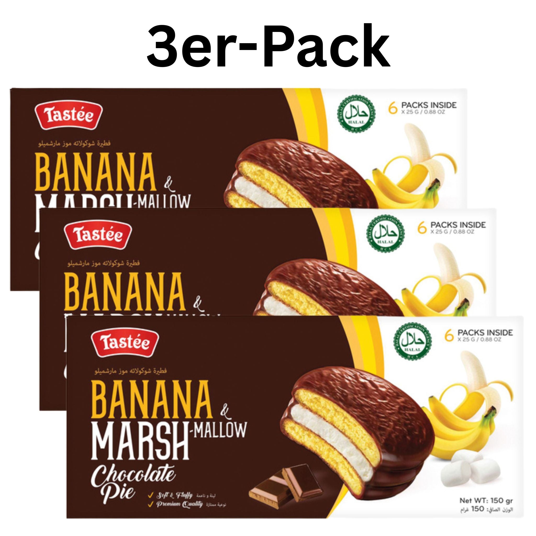Tastée Chocolate Pie Banane & Marshmallow 150g (3er-Pack)