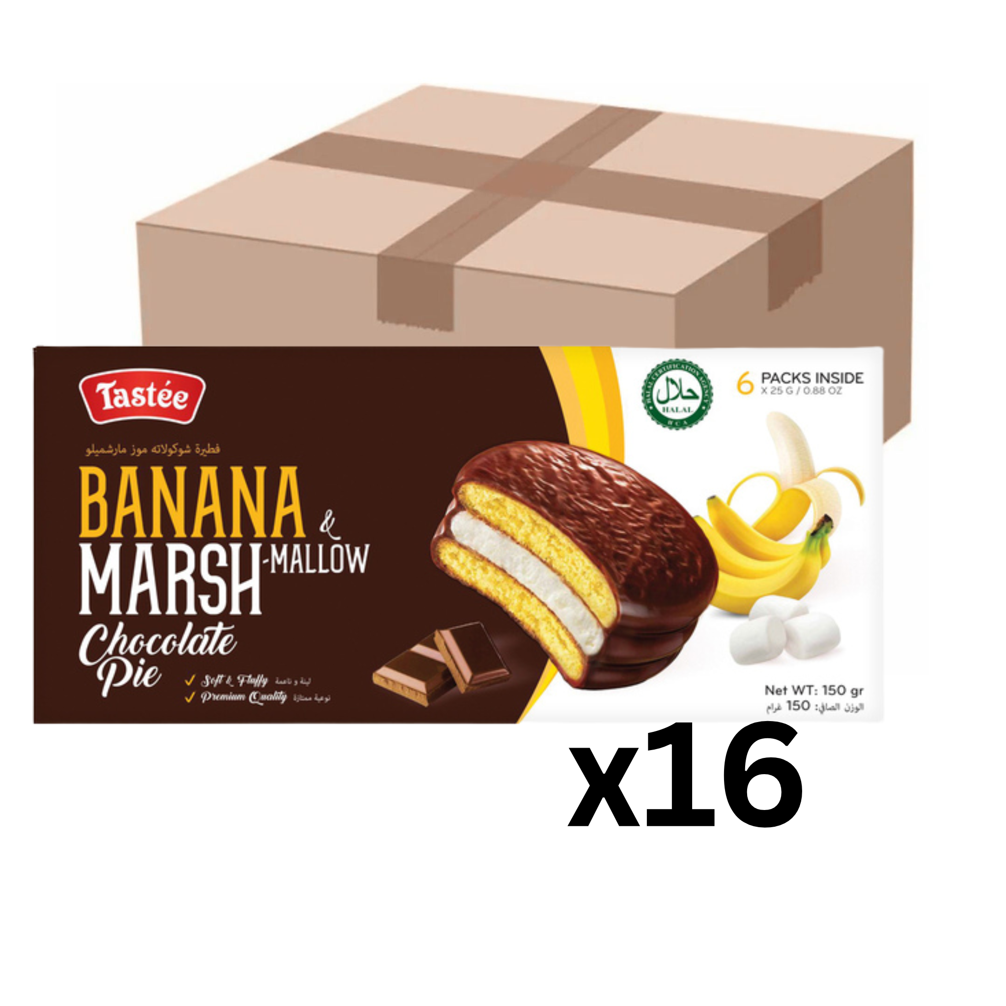 Tastée Chocolate Pie Banane & Marshmallow 150g (16er-Pack)