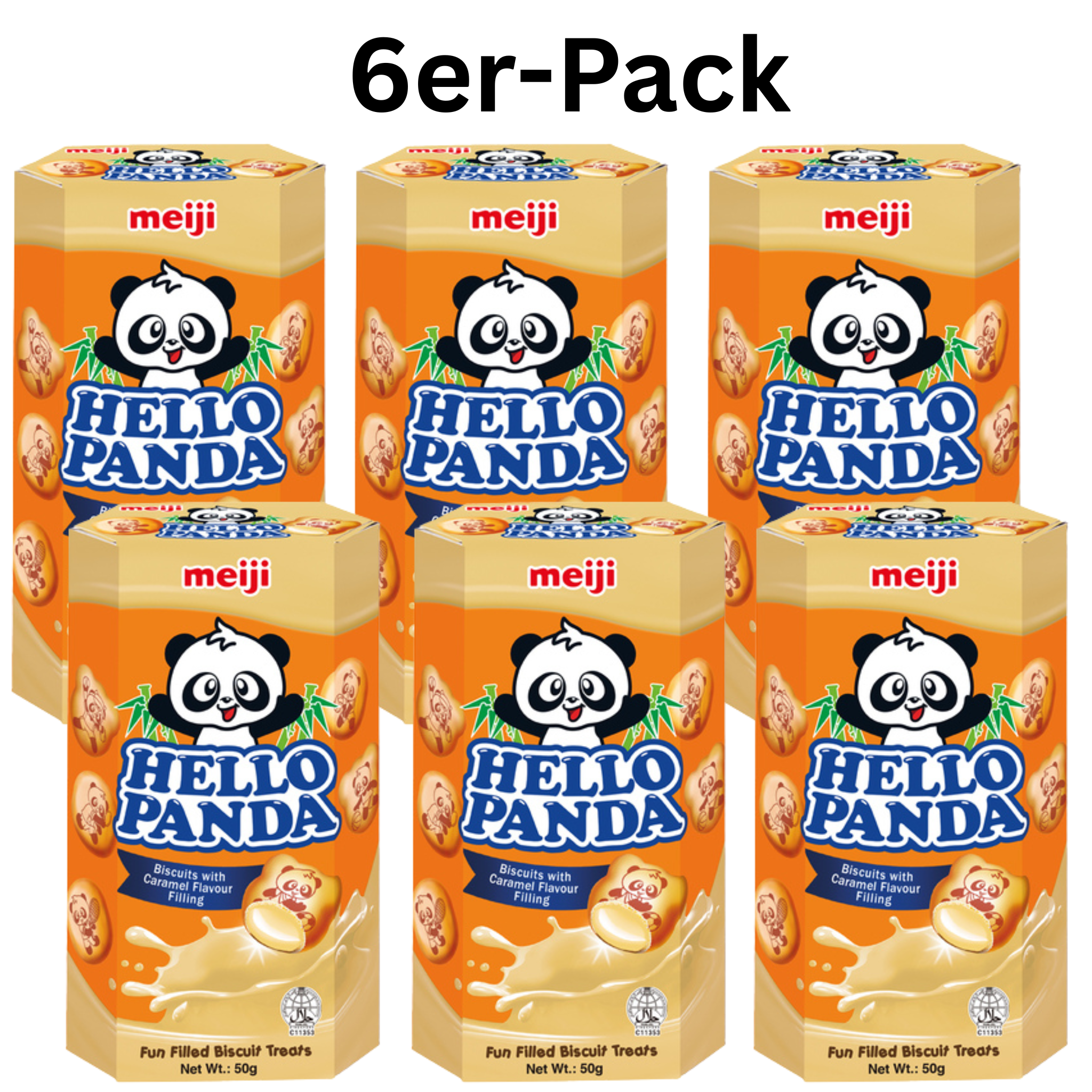 Meiji Hello Panda Kekse Karamelfüllung 50g (6er-Pack)