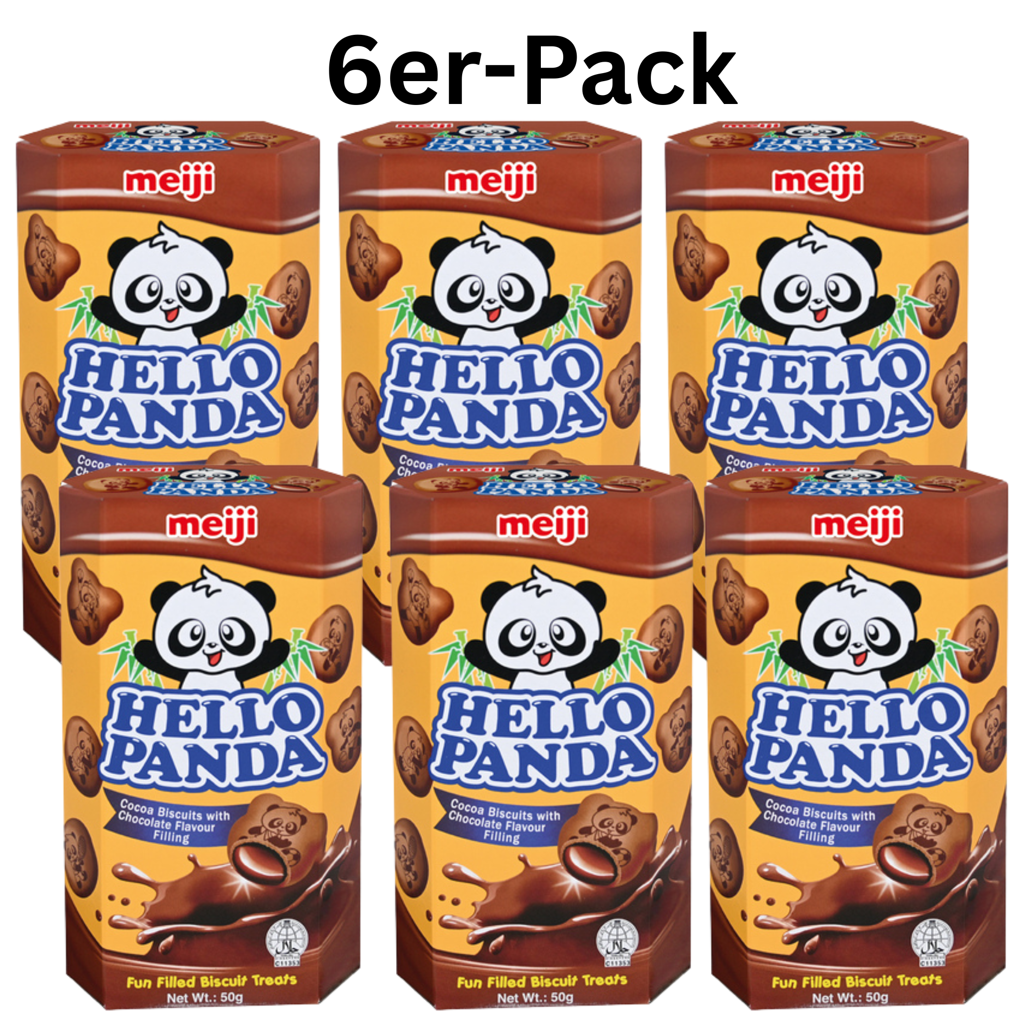 Meiji Hello Panda Schokoladenkekse Schokoladenfüllung 50g (6er-Pack)