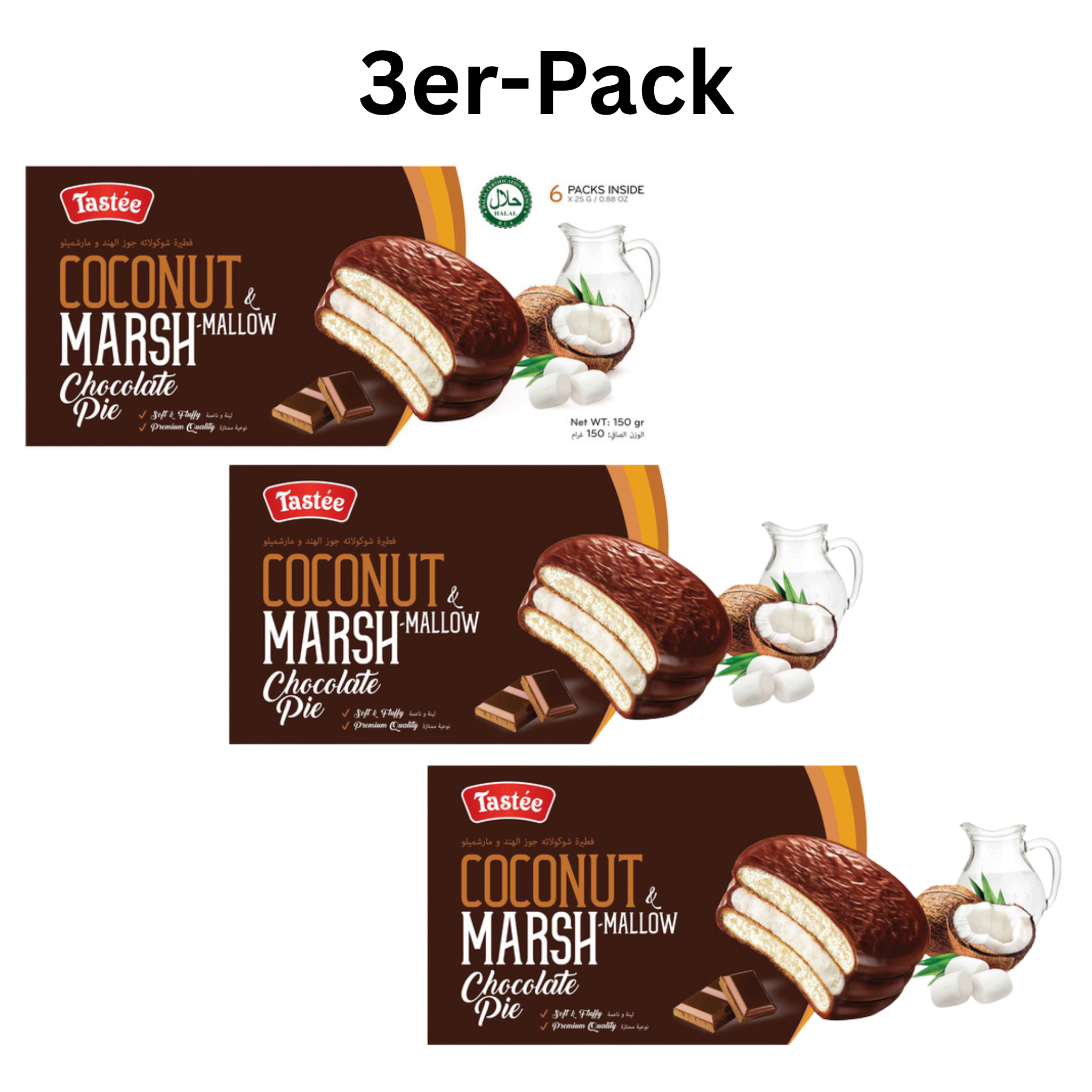 Tastée Chocolate Pie Coconut & Marshmallow 150g (3er-Pack)