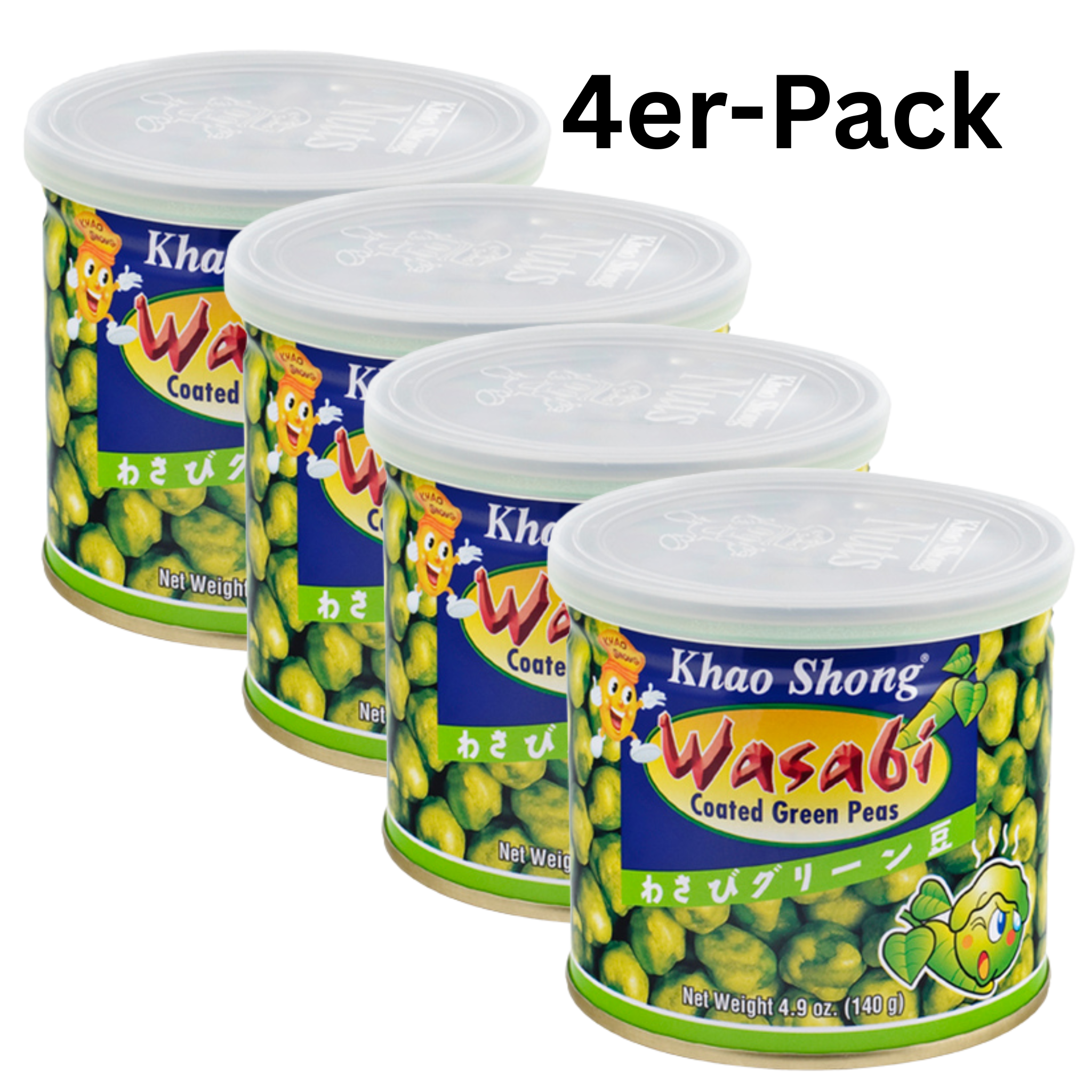 Khao Shong Grüne Erbsen mit Wasabi 140g (4er-Pack)