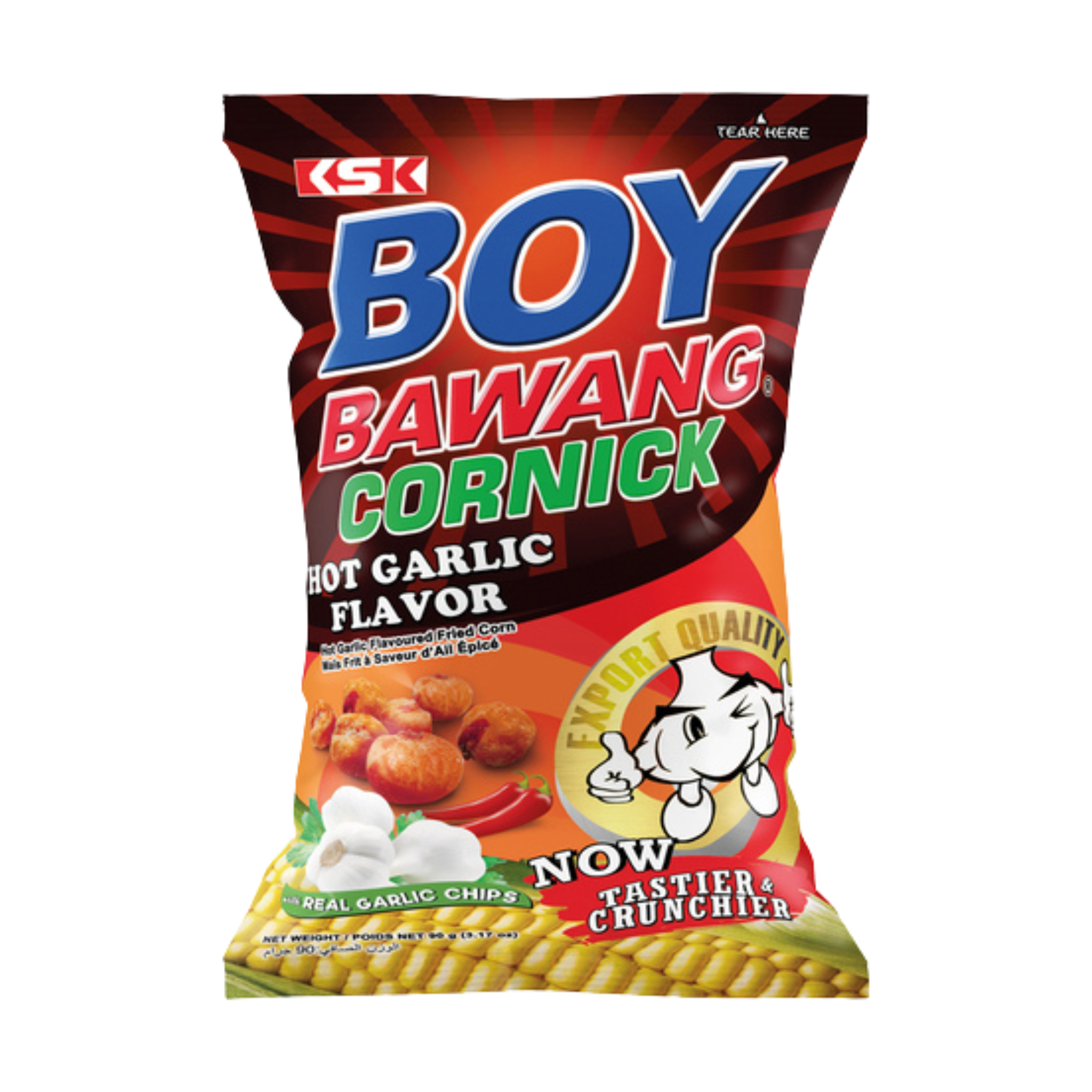 Boy Bawang Cornick Frittierter Mais Scharfer Knoblauch 90g (6er-Pack)