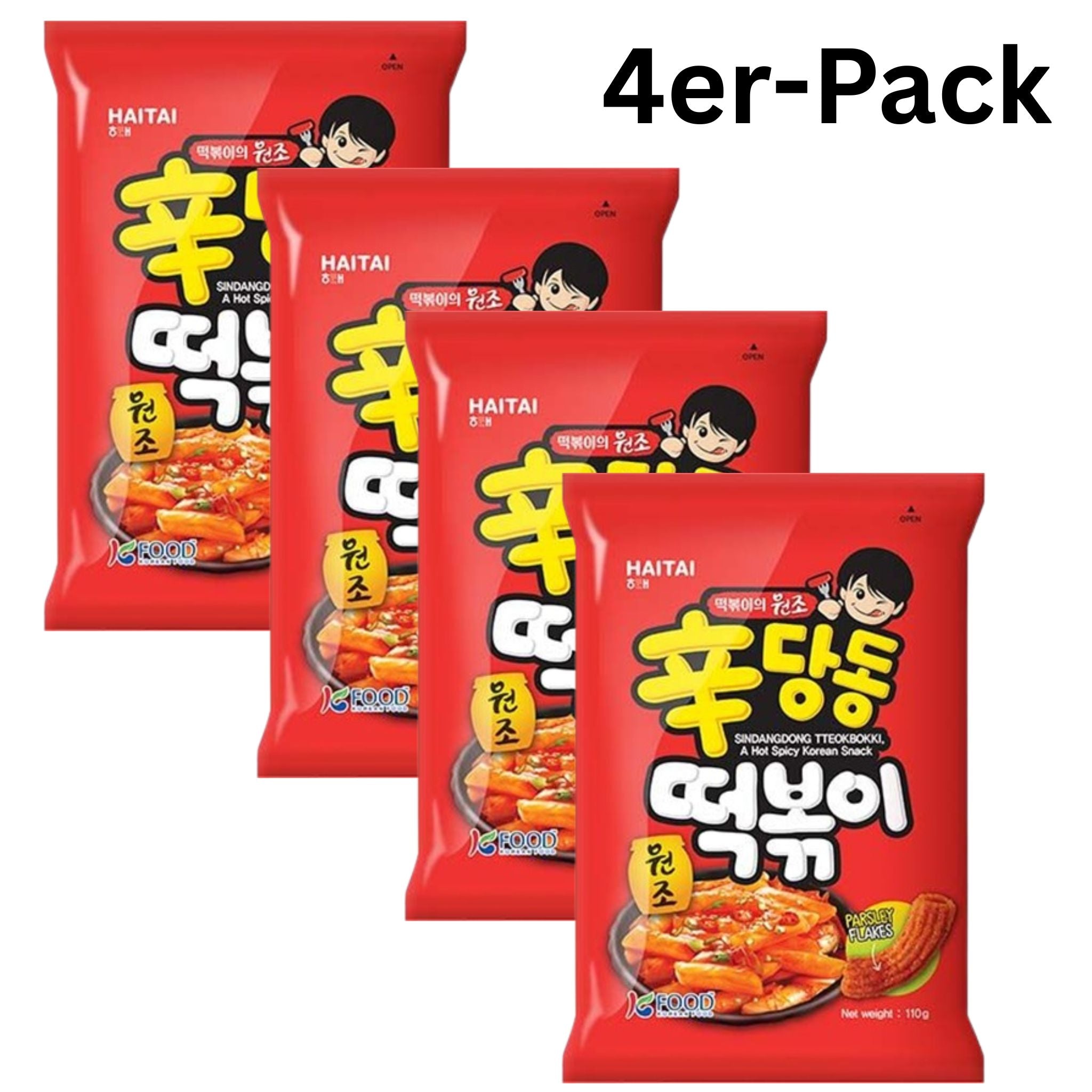 HAITAI Topokki Snack ShinDangdong Tteokbokki Spicy 110g (4er-Pack)_MHD