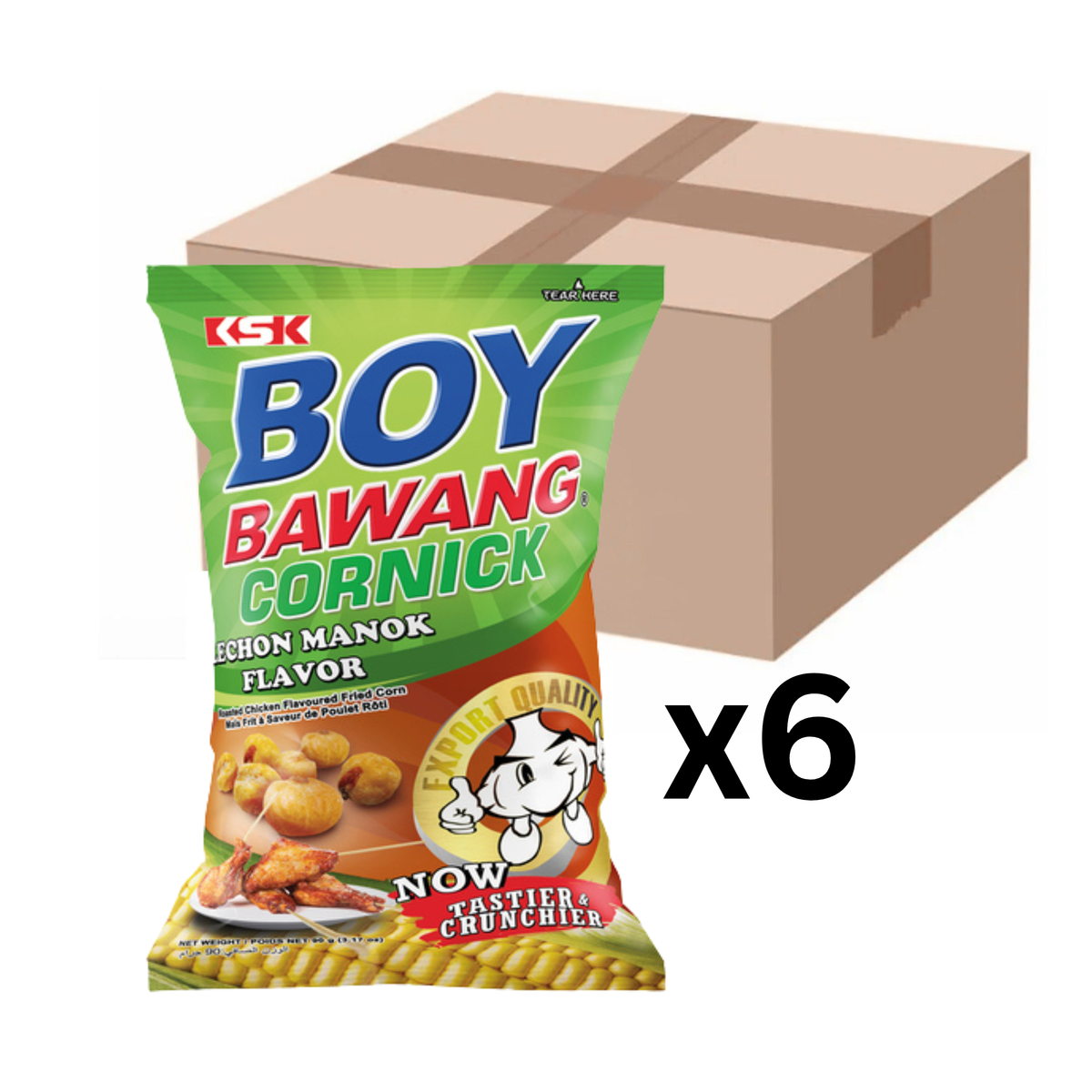 Boy Bawang Cornick Frittierter Mais Lechon Manok 90g (6er-Pack)