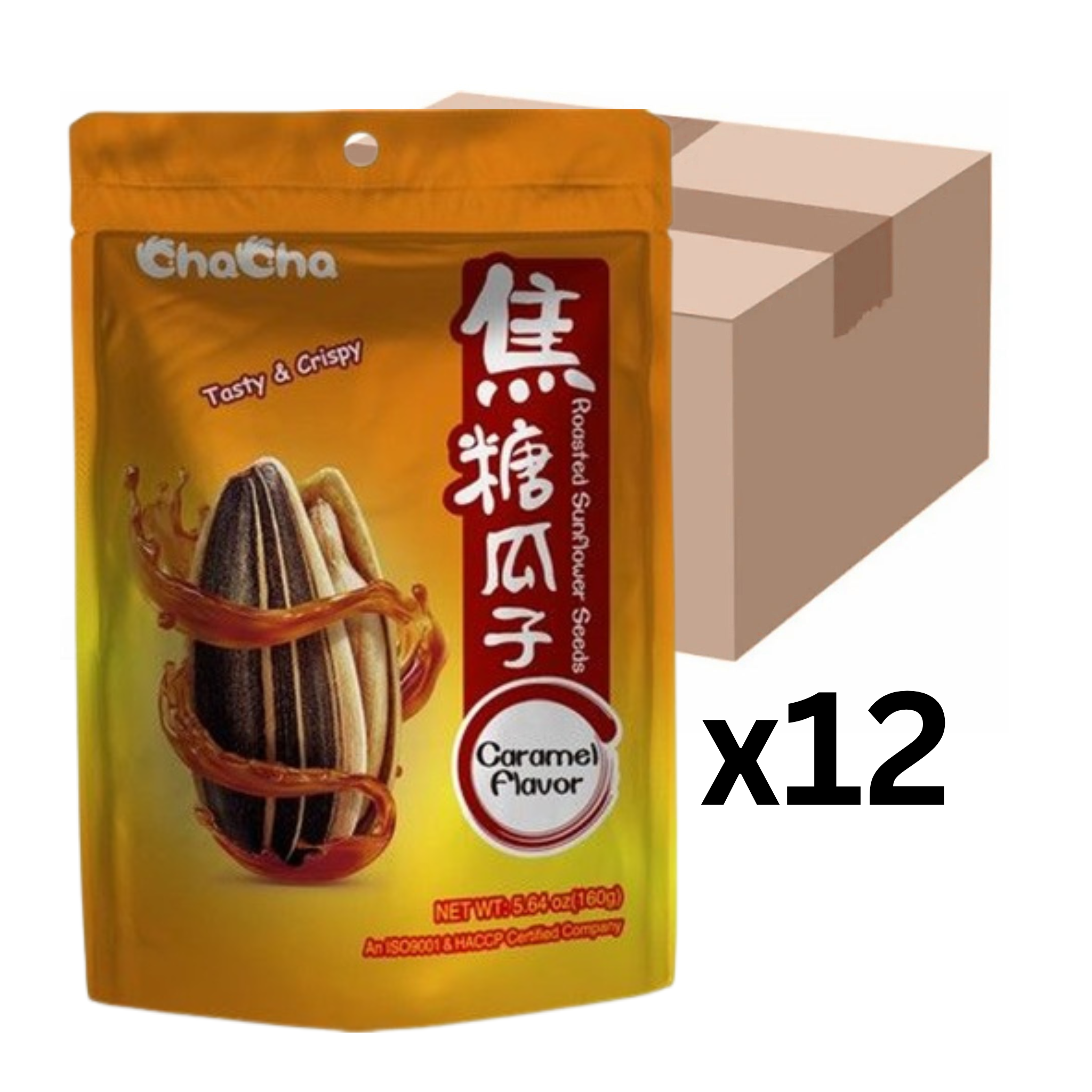 ChaCha Geröstete Sonnenblumenkerne Karamellgeschmack 160g (12er-Pack)