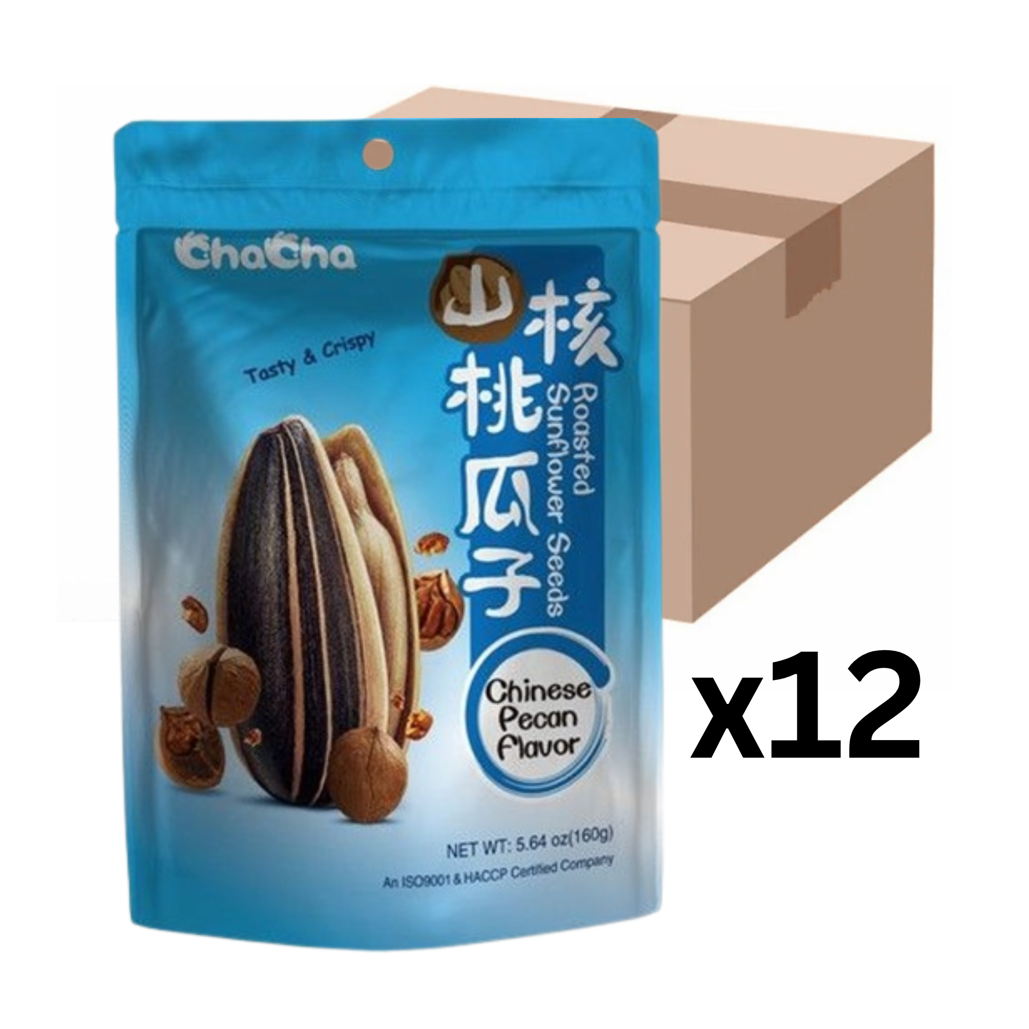 Chacha Geröstete Sonnenblumenkerne Pecannuss-Geschmack 160g (12er-Pack)