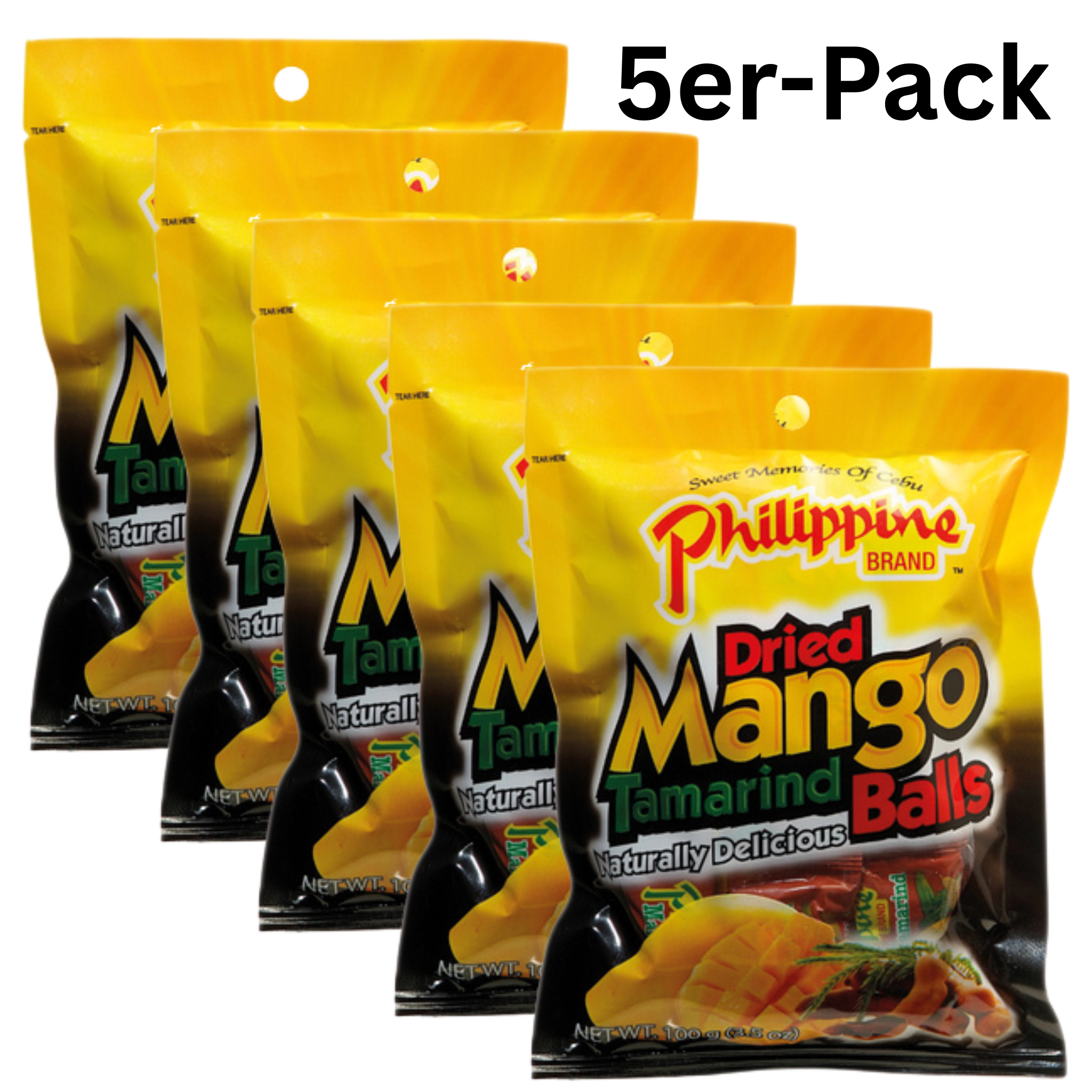 Philippine Brand Getrocknete Mango Tamarinden Balls 100g (5er-Pack)
