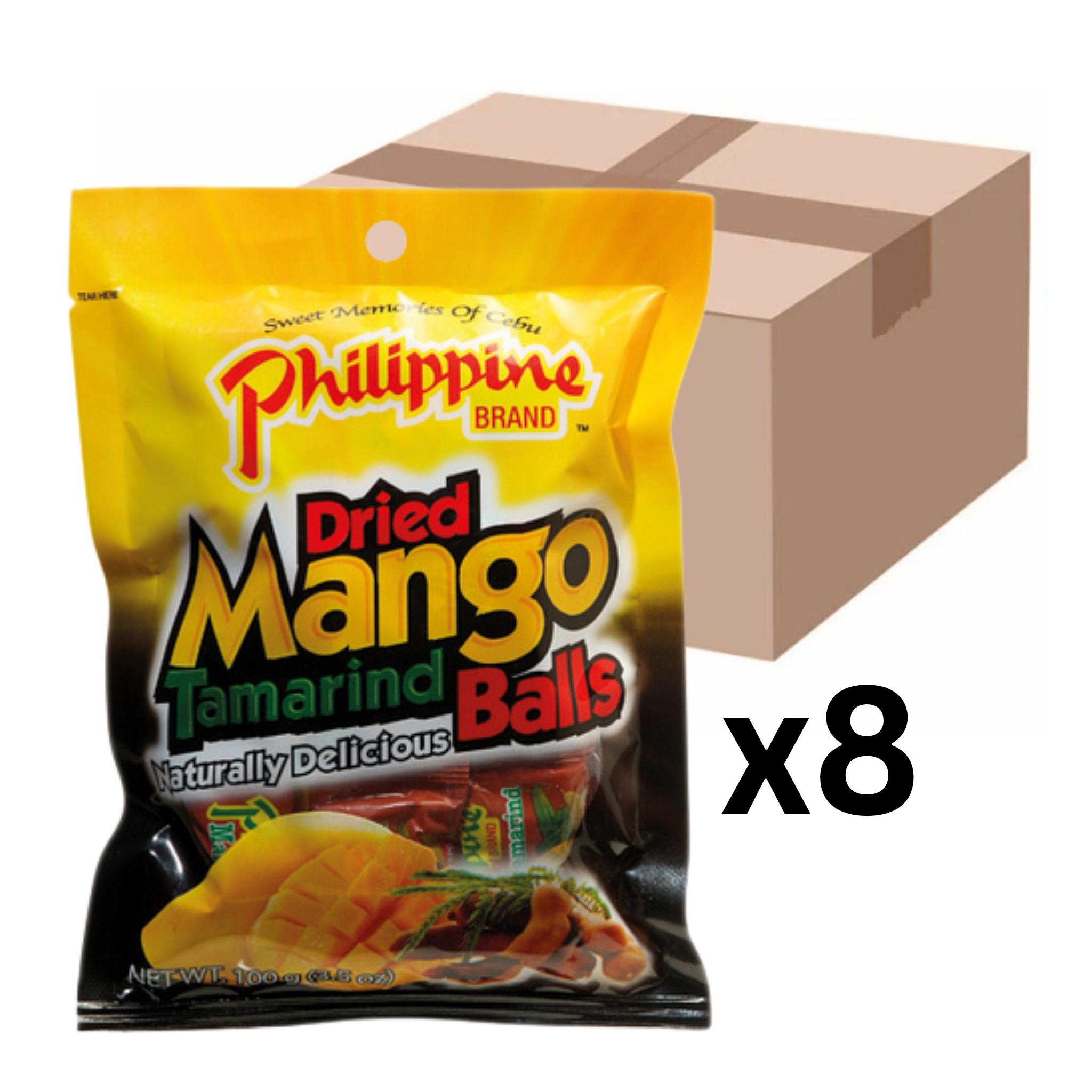 Philippine Brand Getrocknete Mango Tamarinden Balls 100g (8er-Pack)