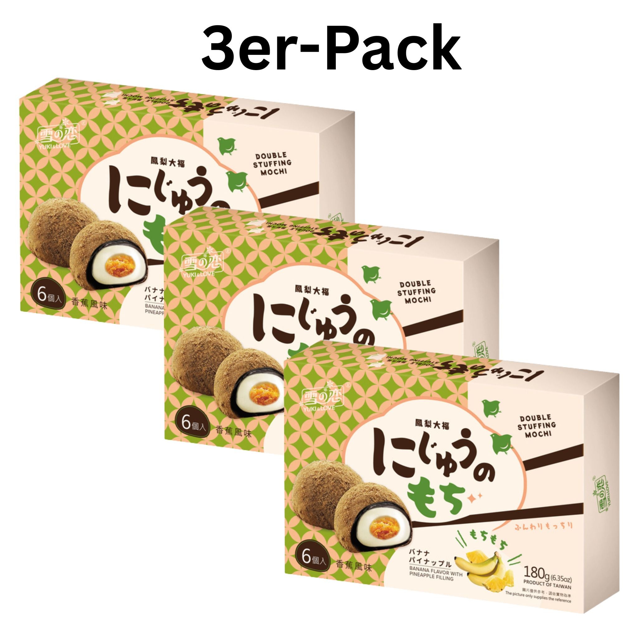 Yuki & Love Mochi Doppelfüllung Banane & Ananas 180g (3er-Pack)_MHD