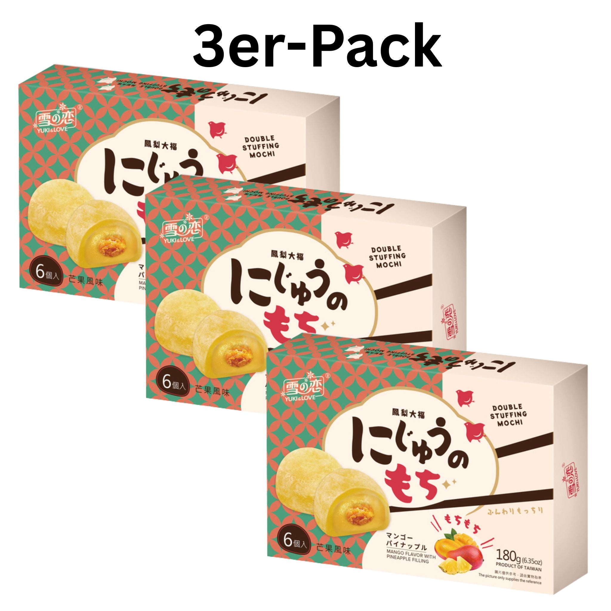 Yuki & Love Mochi Doppelfüllung Mango und Ananas 180g (3er-Pack)_MHD