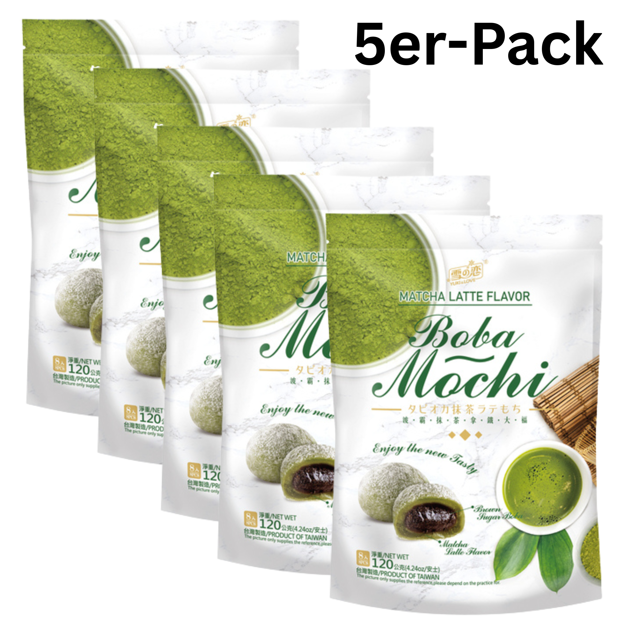 Yuki & Love Mochi Boba Matcha Latte 120g (5er-Pack)