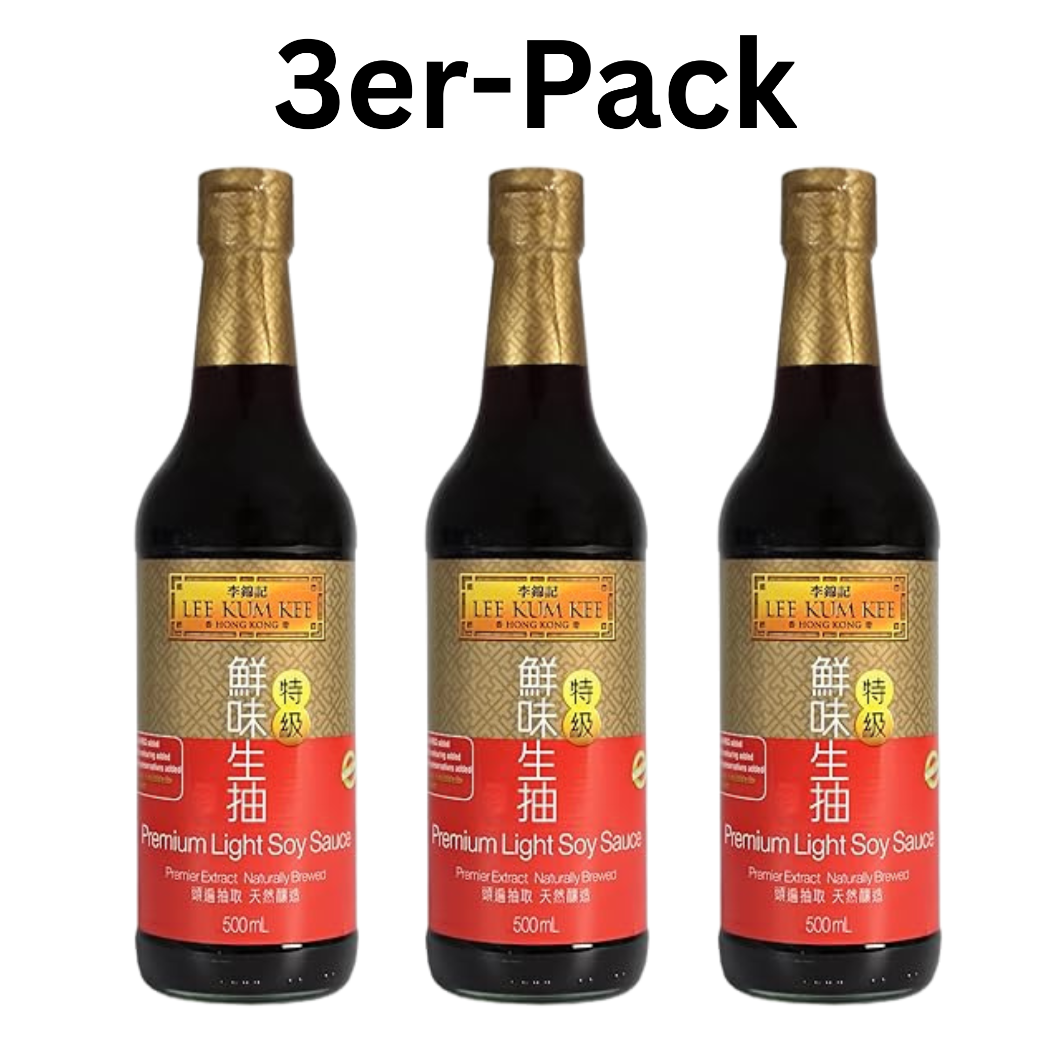 Lee Kum Kee Sojasauce Hell Premium 500ml (3er-Pack)