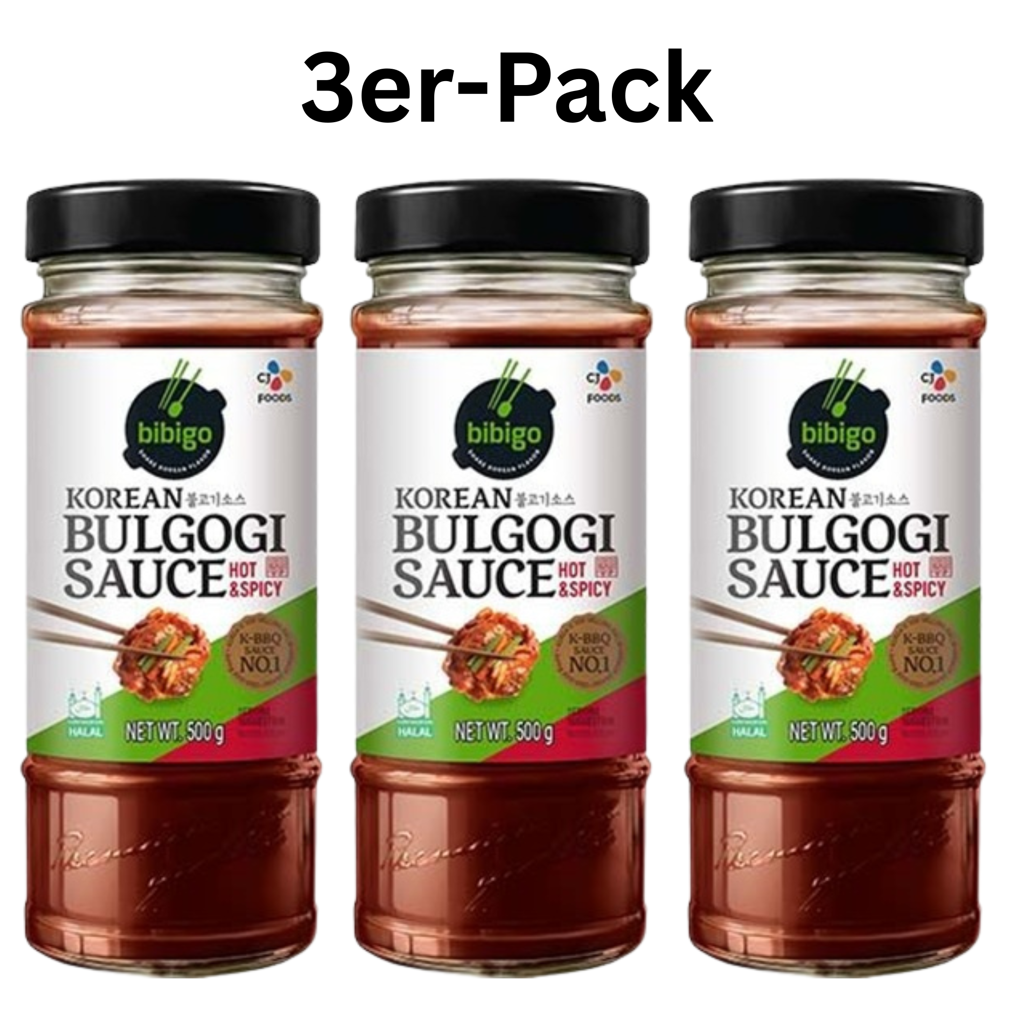 bibigo Bulgogi Sauce Hot & Spicy 500g (3er-Pack)