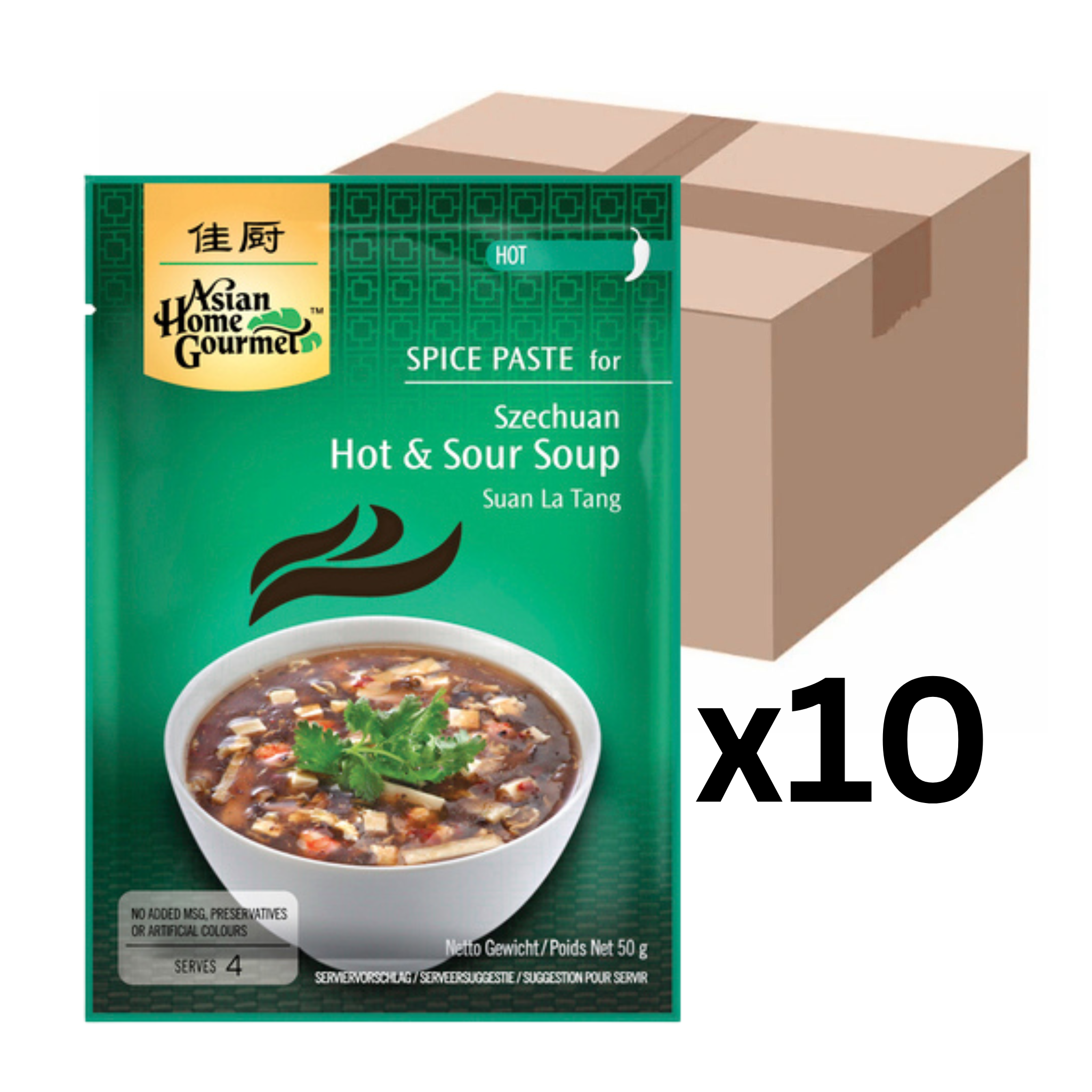 Asian Home Gourmet Würzpaste für Sauer-Scharf Suppe 50g (10er-Pack)