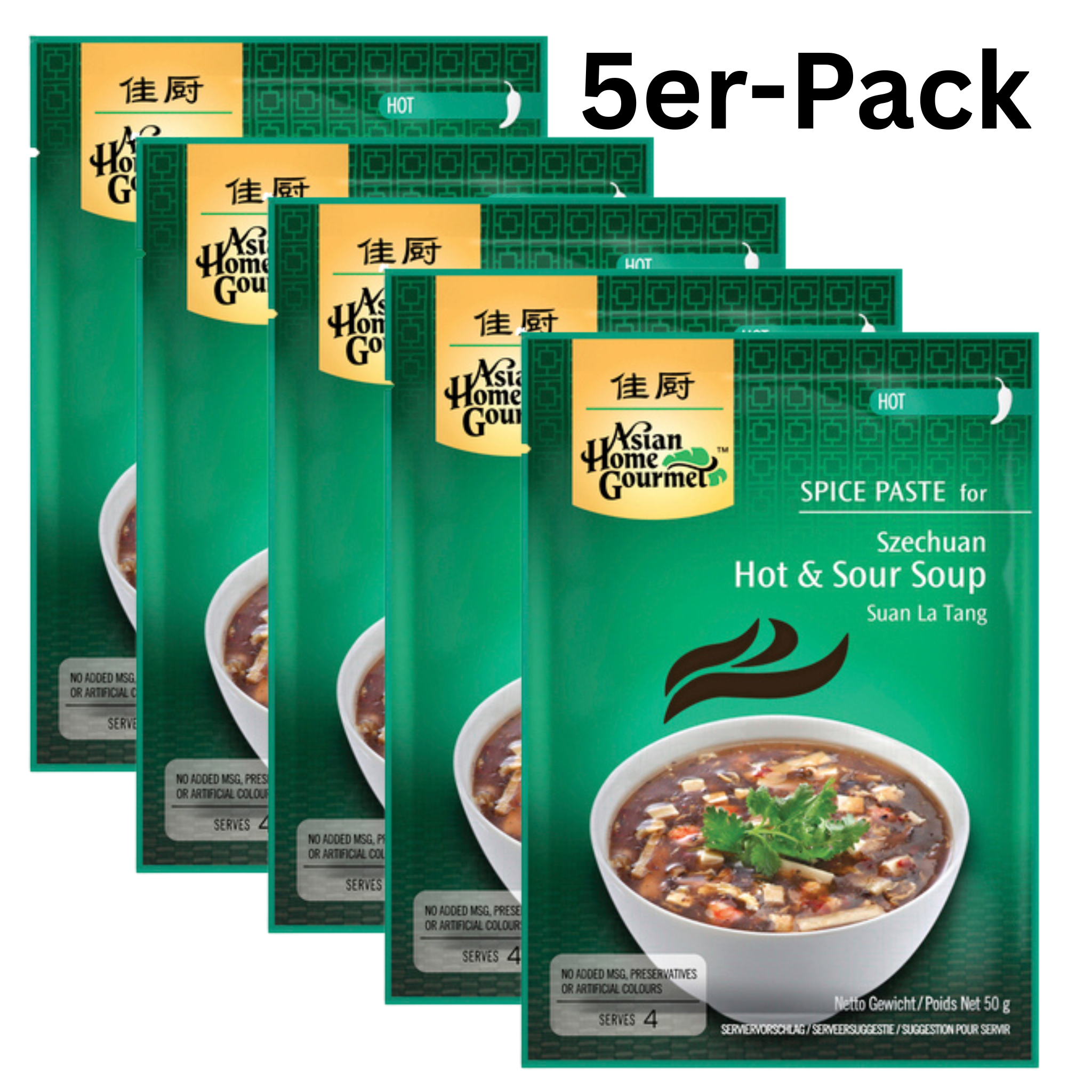 Asian Home Gourmet Würzpaste für Sauer-Scharf Suppe 50g (5er-Pack)