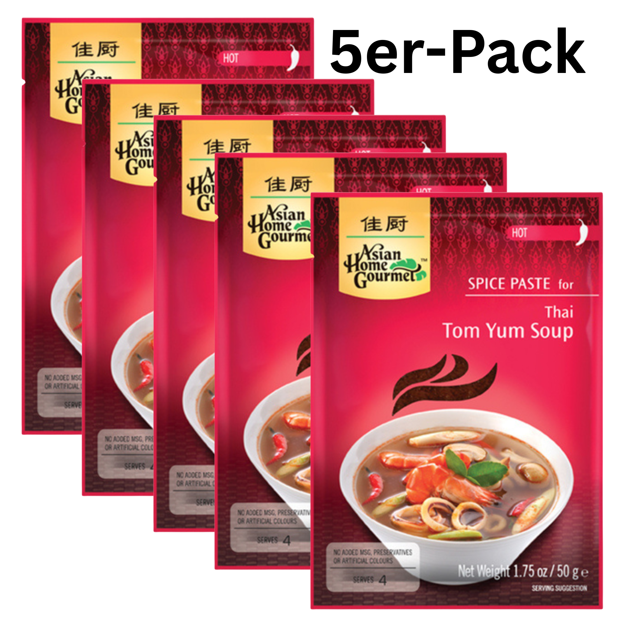 Asian Home Gourmet Thai Tom Yum Suppenpaste 50g (5er-Pack)