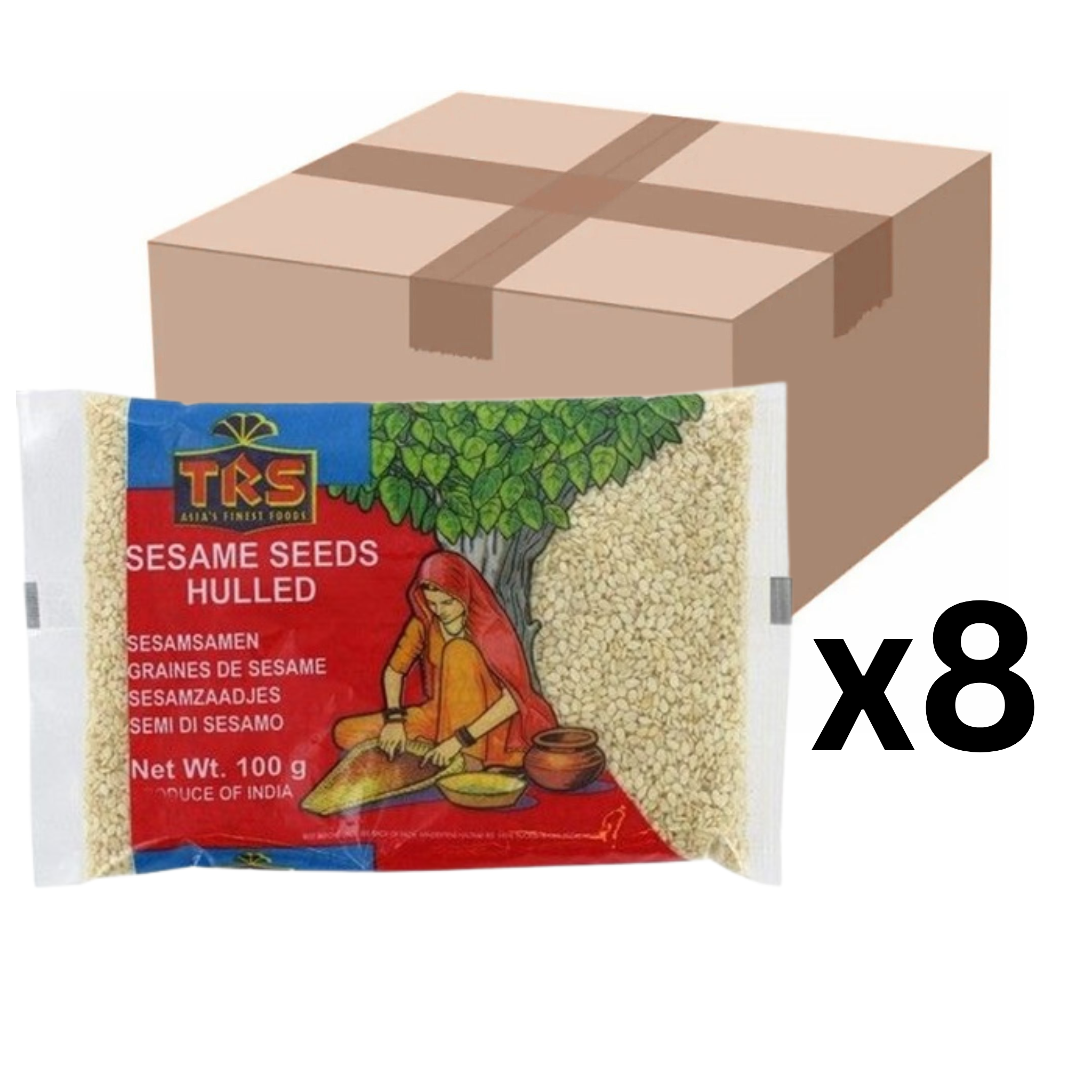 TRS Weiße Sesamsamen geschält 100g (8er-Pack)