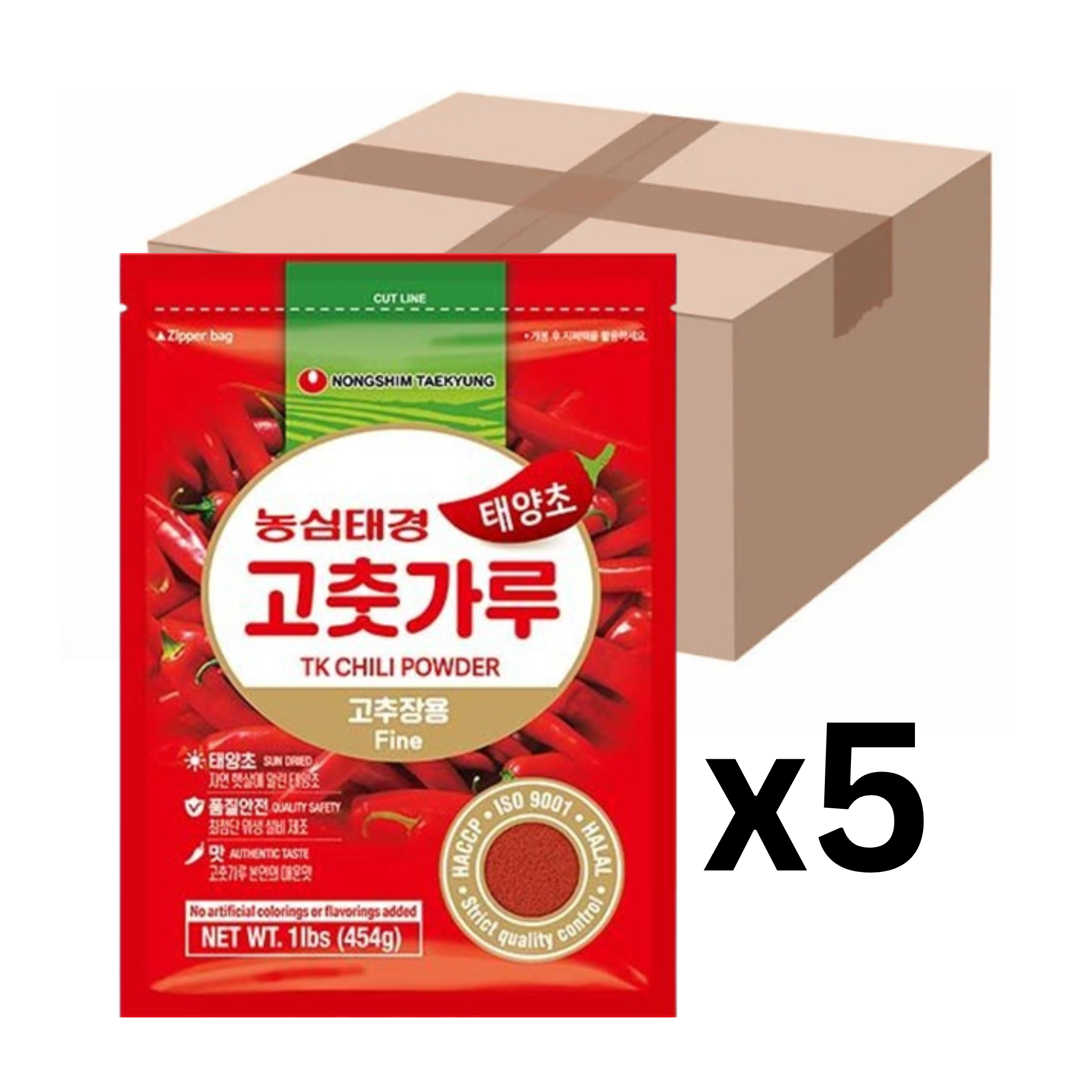 Nongshim Taekyung Gochugaru Chilipulver für Kimchi fein 454g (5er-Pack)