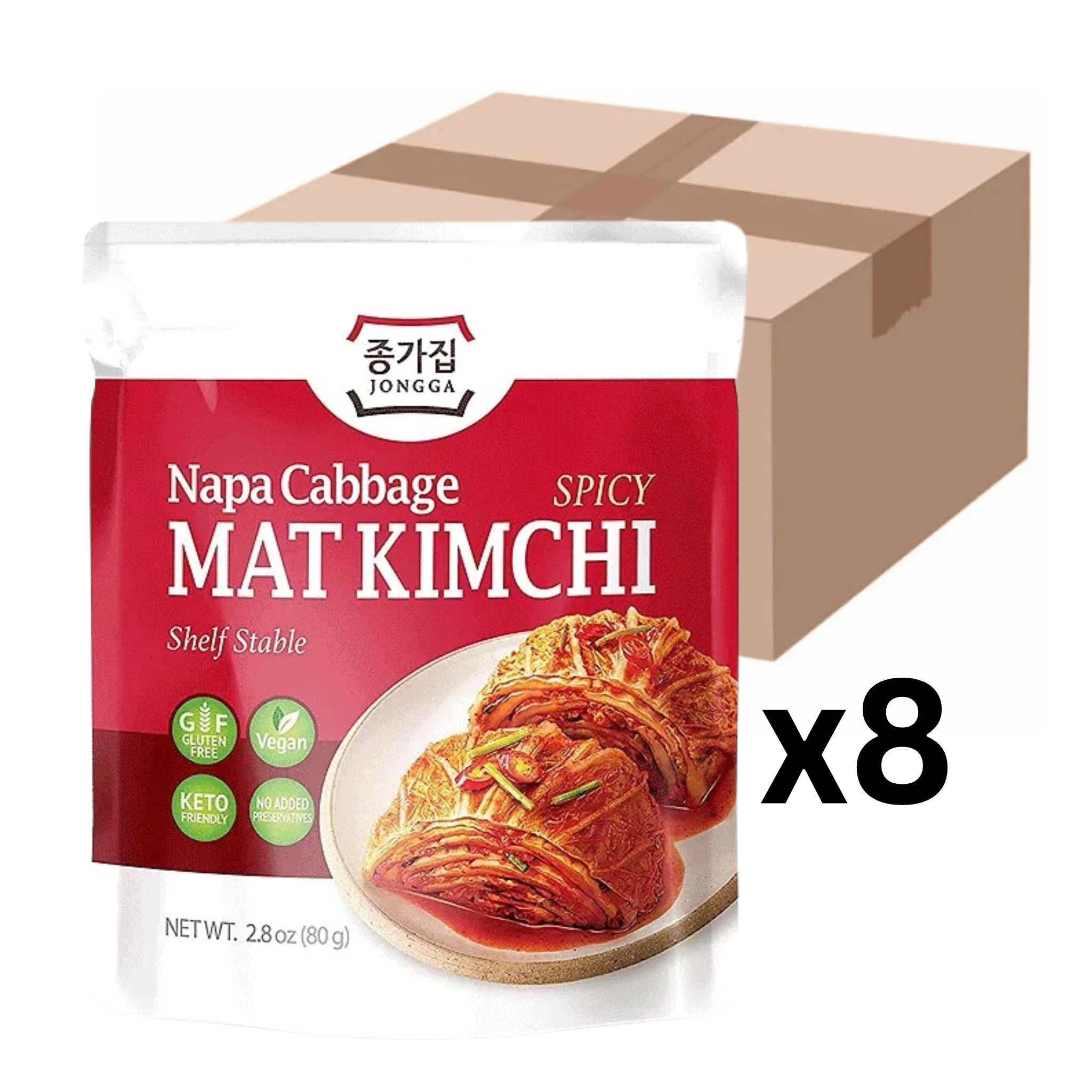 Jongga Napa Cabbage Kimchi geschnitten 80g (8er-Pack)