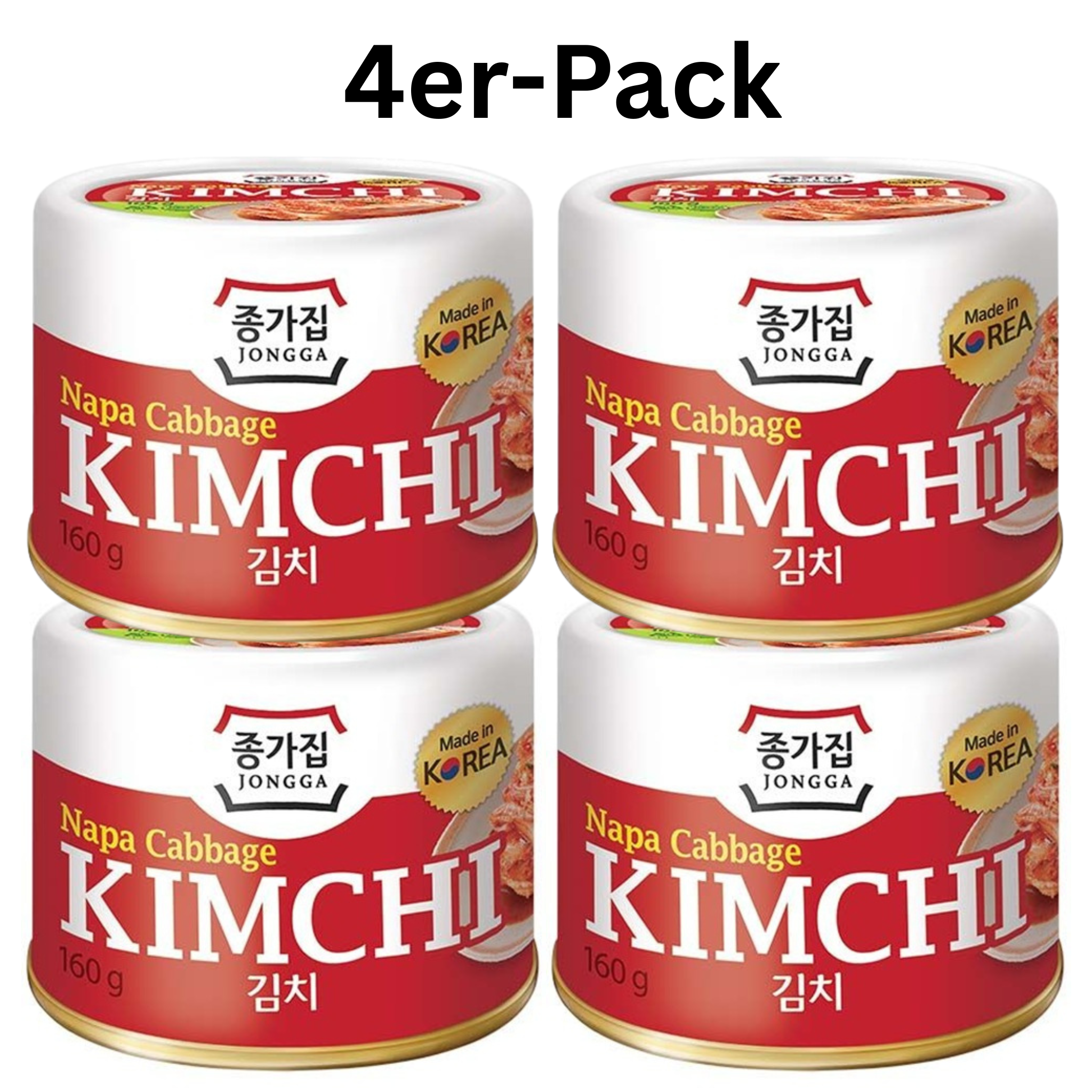 Jongga Napa Cabbage Kimchi Chinakohl 160g (4er-Pack)