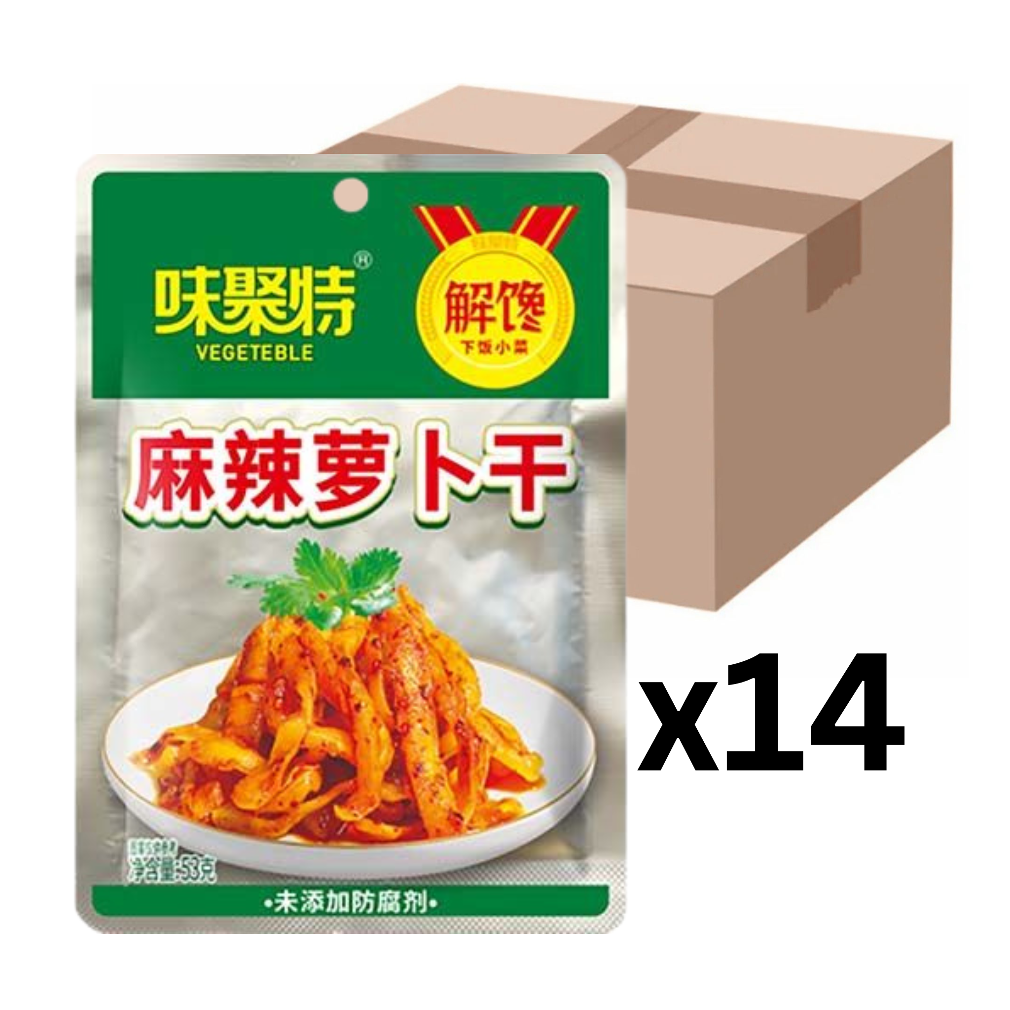 Weijute Eingelegter Rettich Szechuan Scharf 53g (14er-Pack)